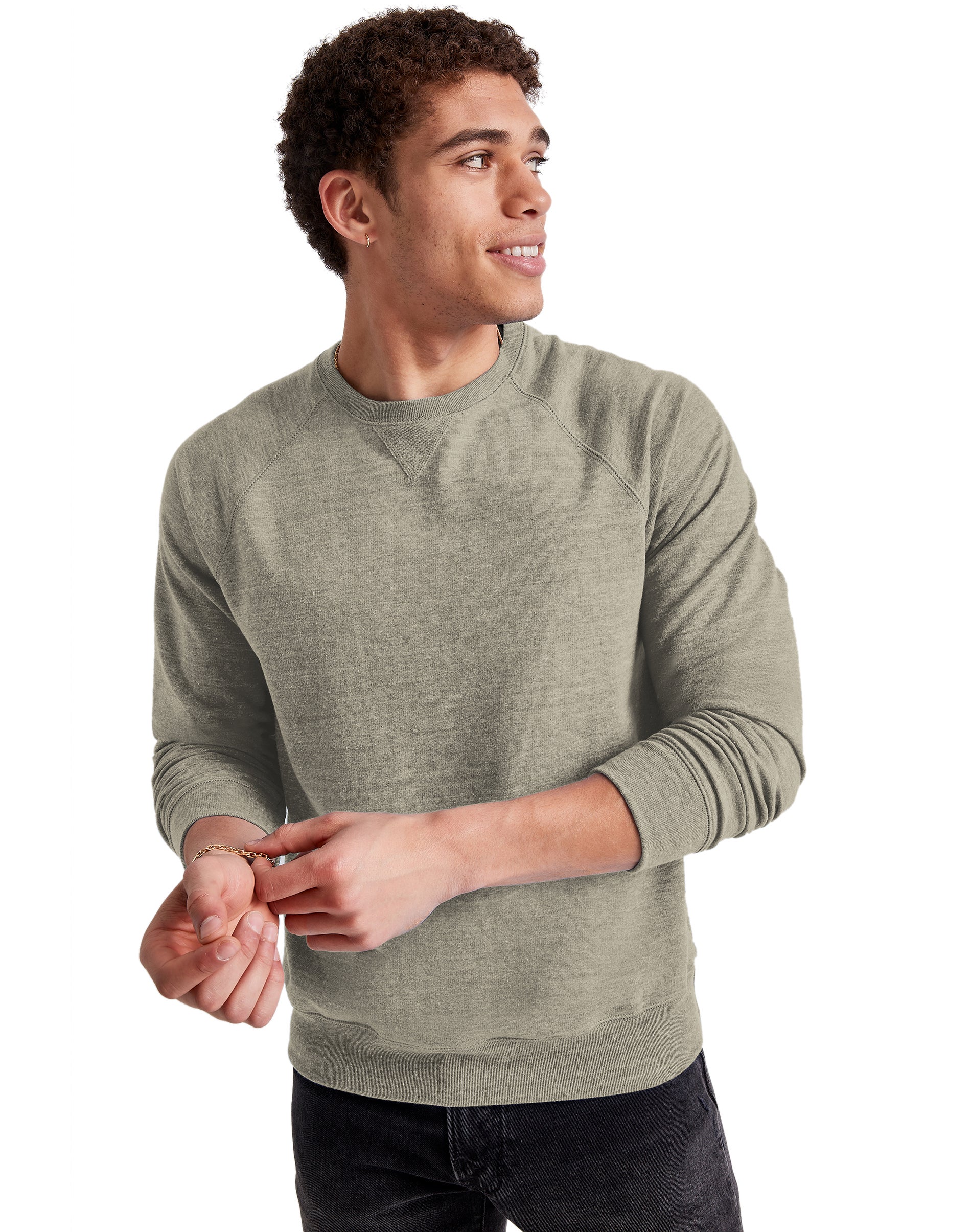Hanes Originals Men’s French Terry Sweatshirt Camouflage Green Heather