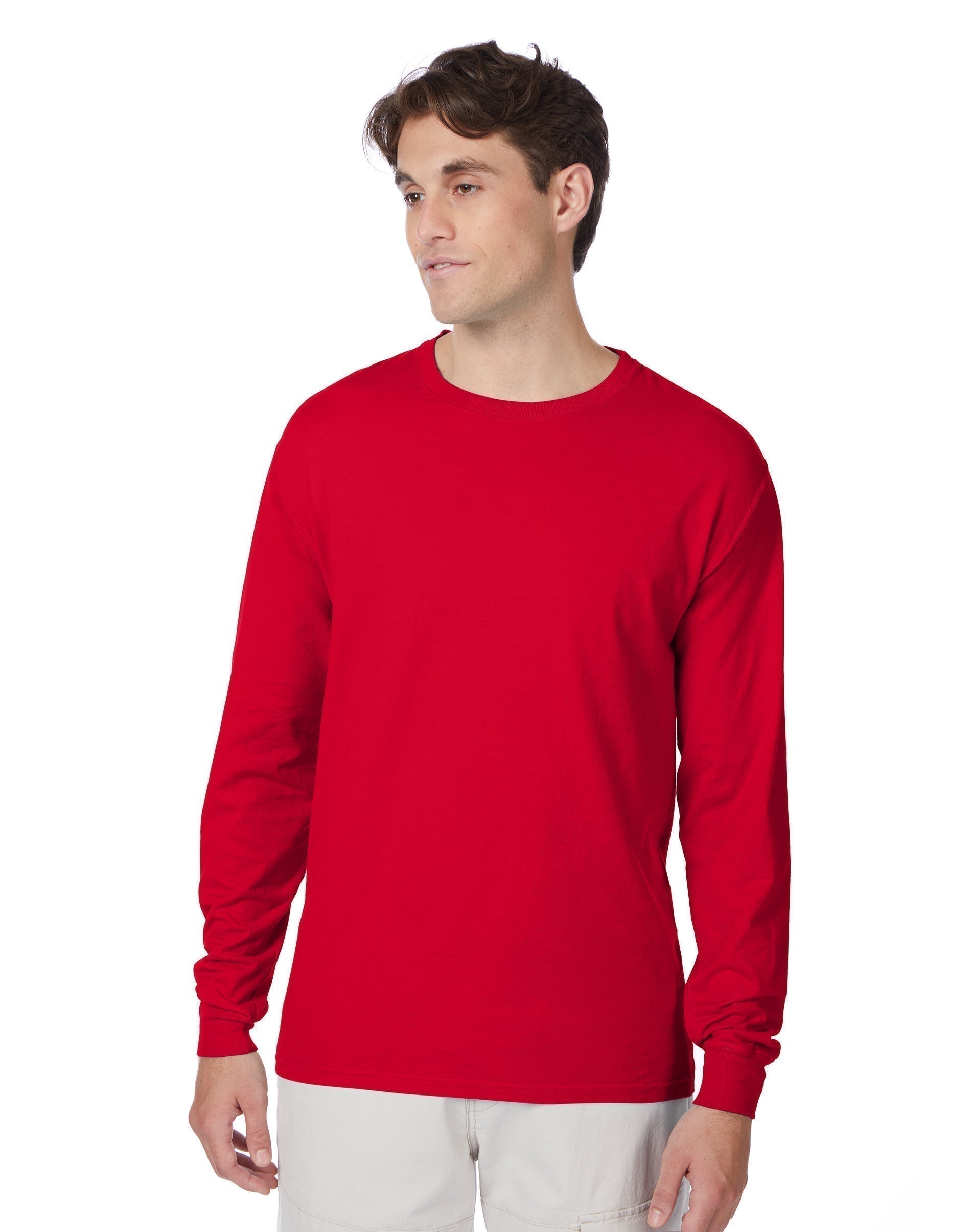 Hanes Beefy-T Unisex Long Sleeve Shirt Deep Red