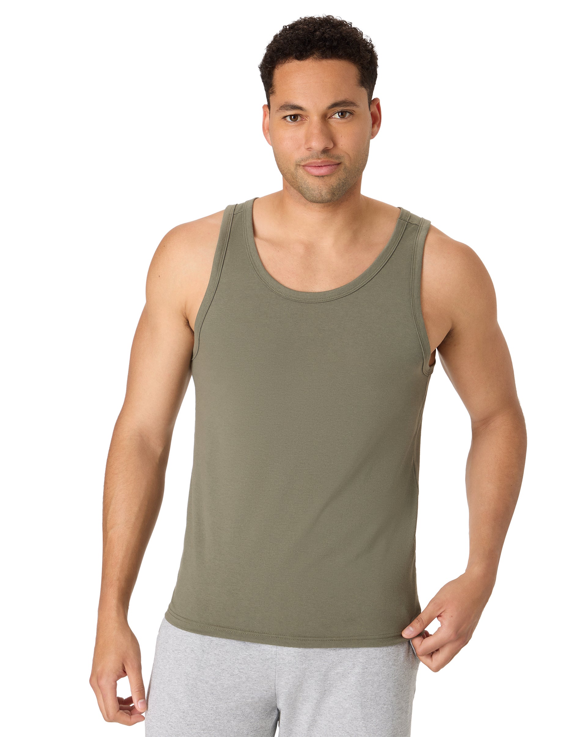 Hanes Originals Men’s Tri-Blend Tank Top Fatigue Green