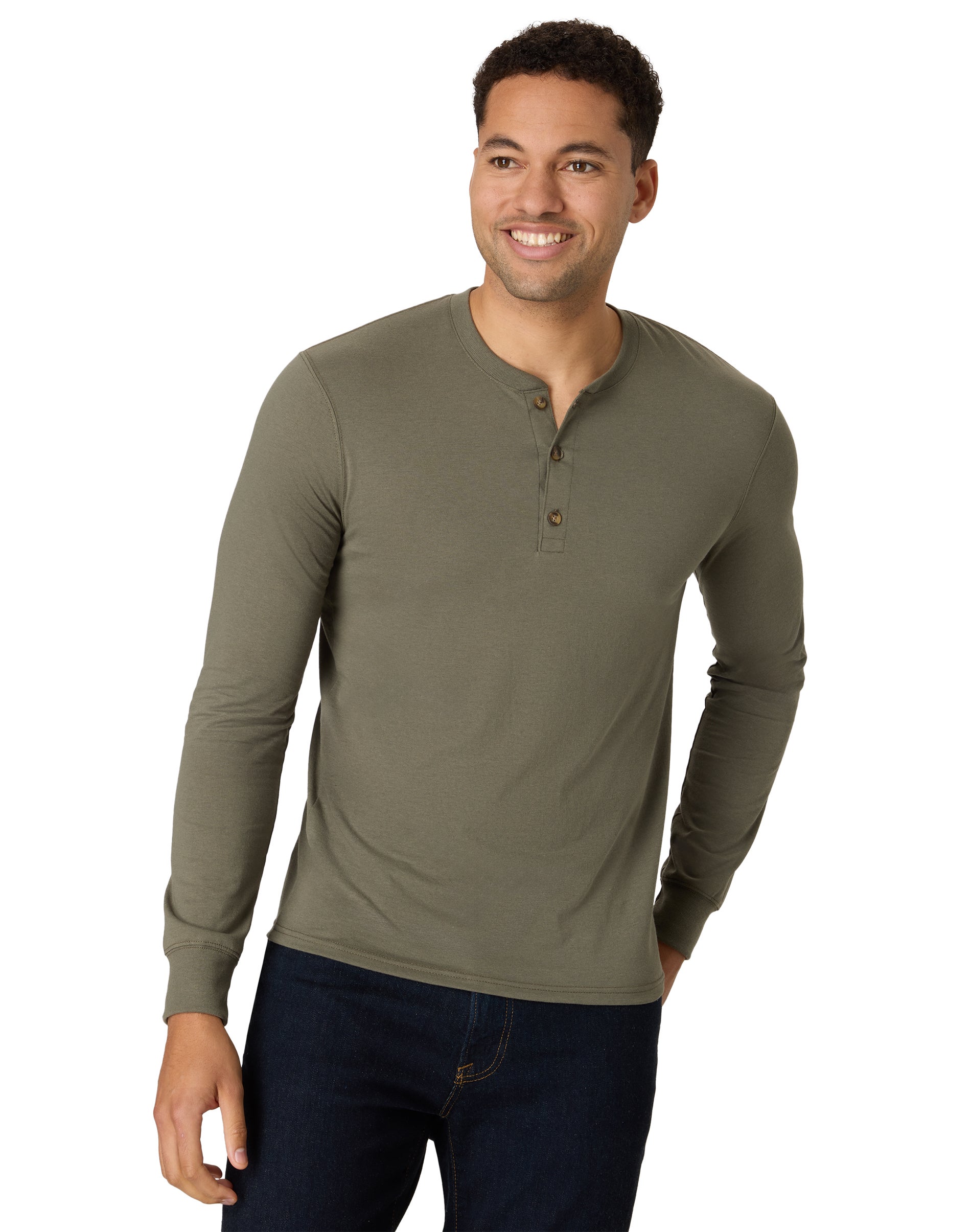 Hanes Originals Men’s Long Sleeve Henley Shirt Fatigue Green Hanes Originals Men’s Long Sleeve Henley Shirt Fatigue Green
