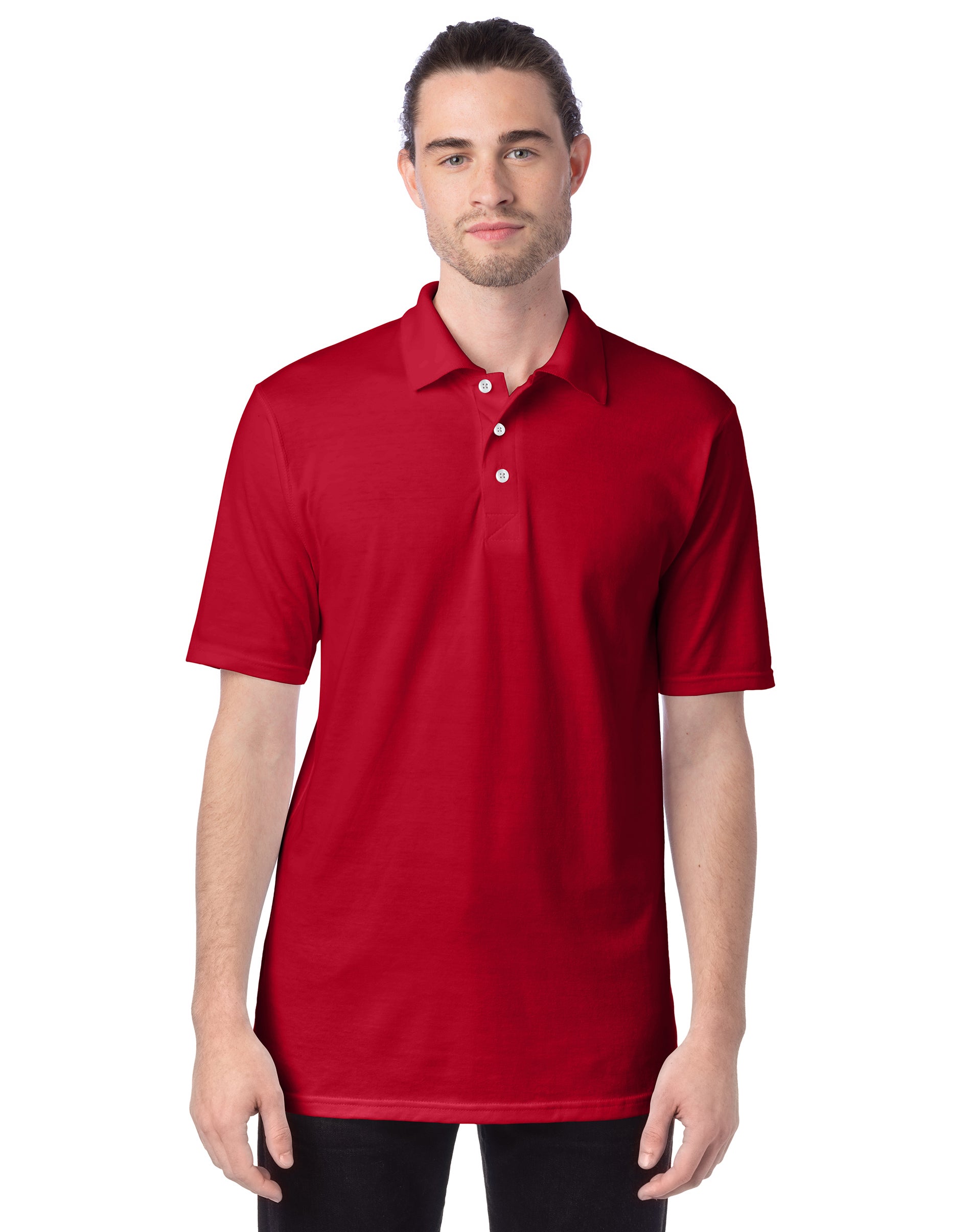 Hanes X-Temp Men’s Performance Polo Shirt with Odor Control Deep Red