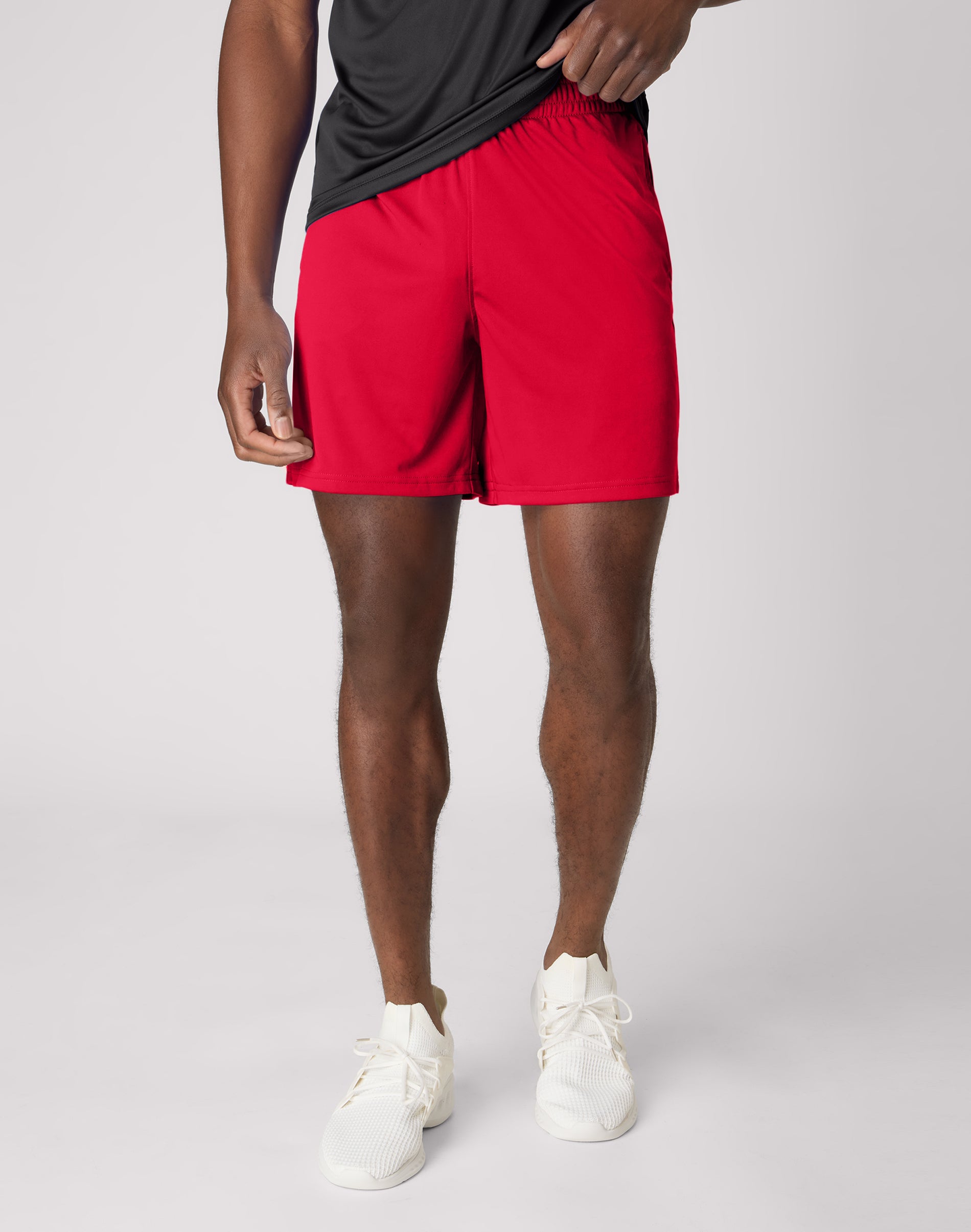 Hanes Cool DRI Men’s Shorts Pack, -Pack, Moisture Wicking, Odor Protection, ” Deep RedBlackGraphiteCharcoalGrey Heather