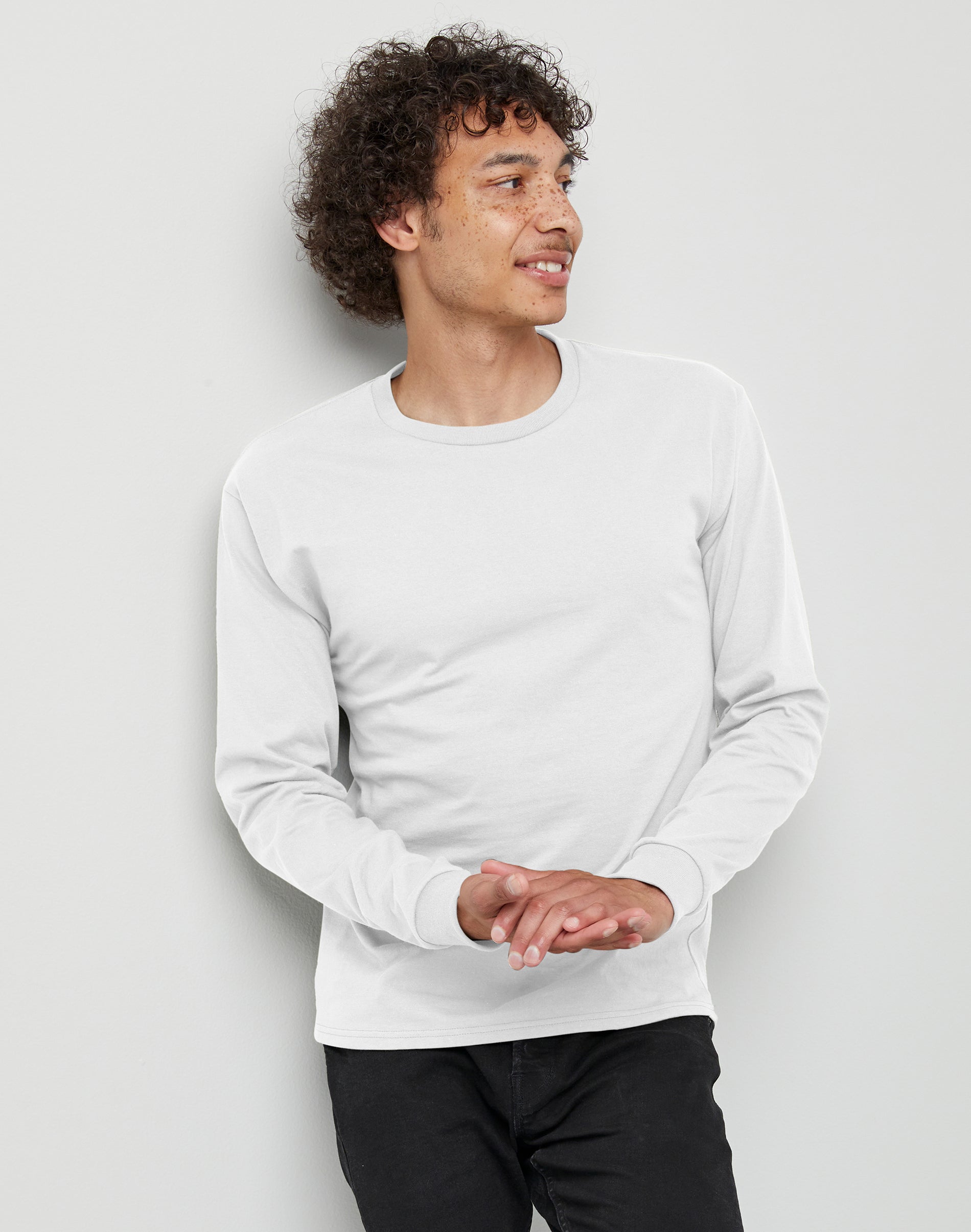 Hanes Essentials Men’s Cotton Long Sleeve Shirt, -Pack White Hanes Essentials Men’s Cotton Long Sleeve Shirt, -Pack White
