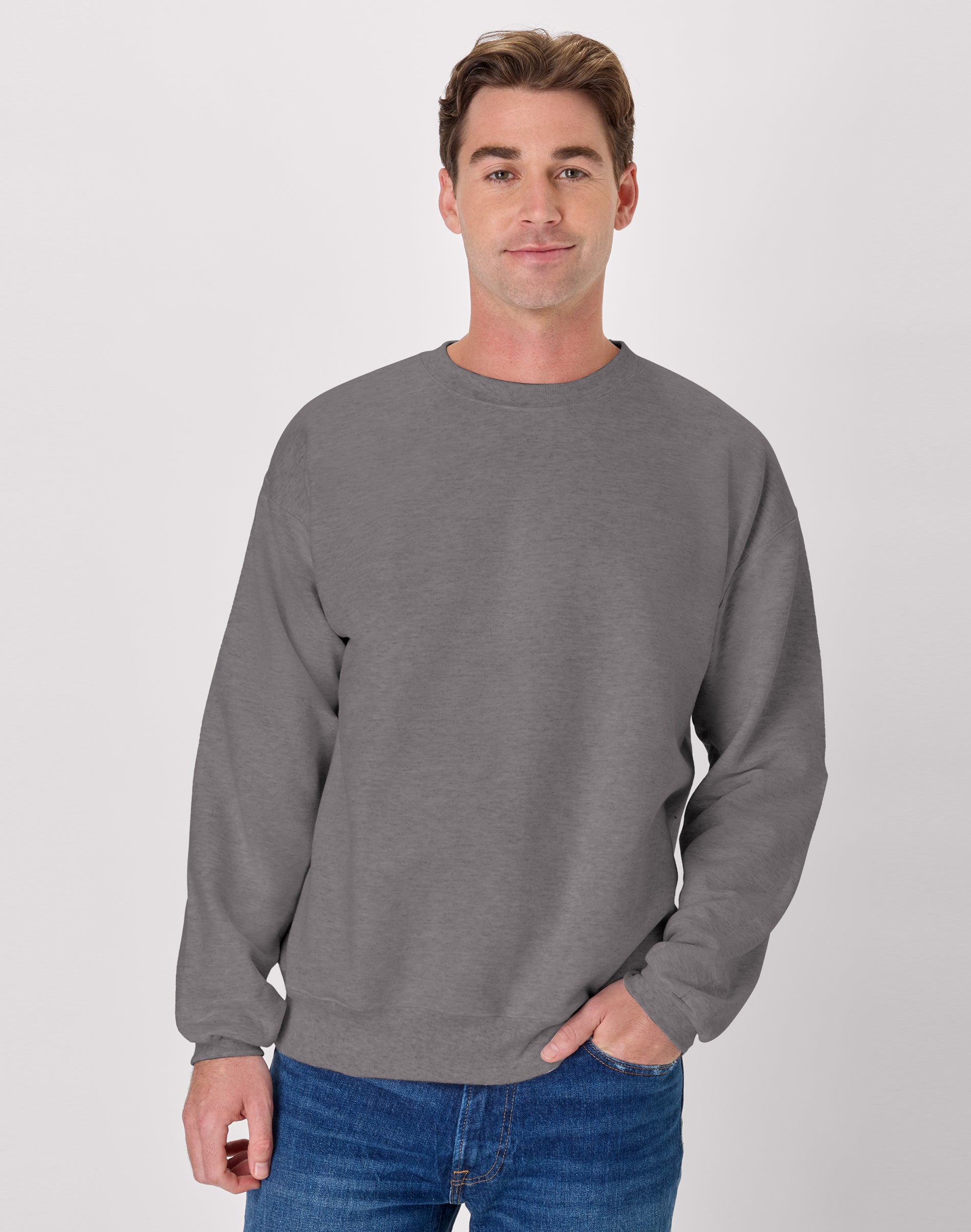 Hanes Ultimate Men’s Heavyweight Fleece Crewneck Sweatshirt Oxford Grey