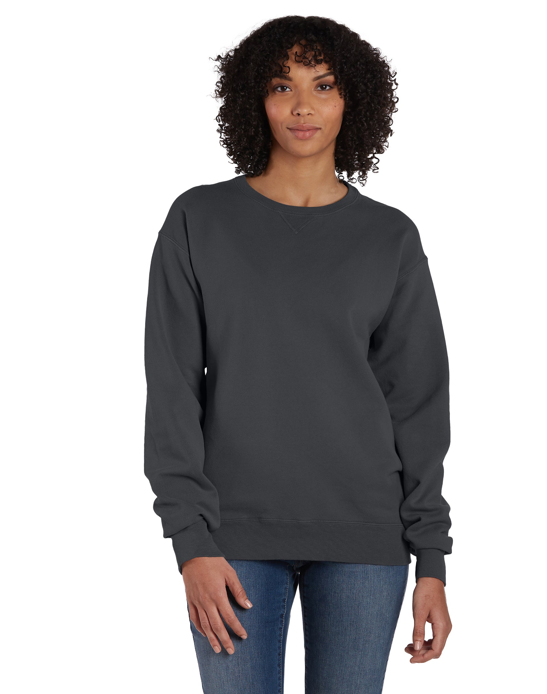 Hanes Unisex Garment Dyed Fleece Sweatshirt New Railroad Gray