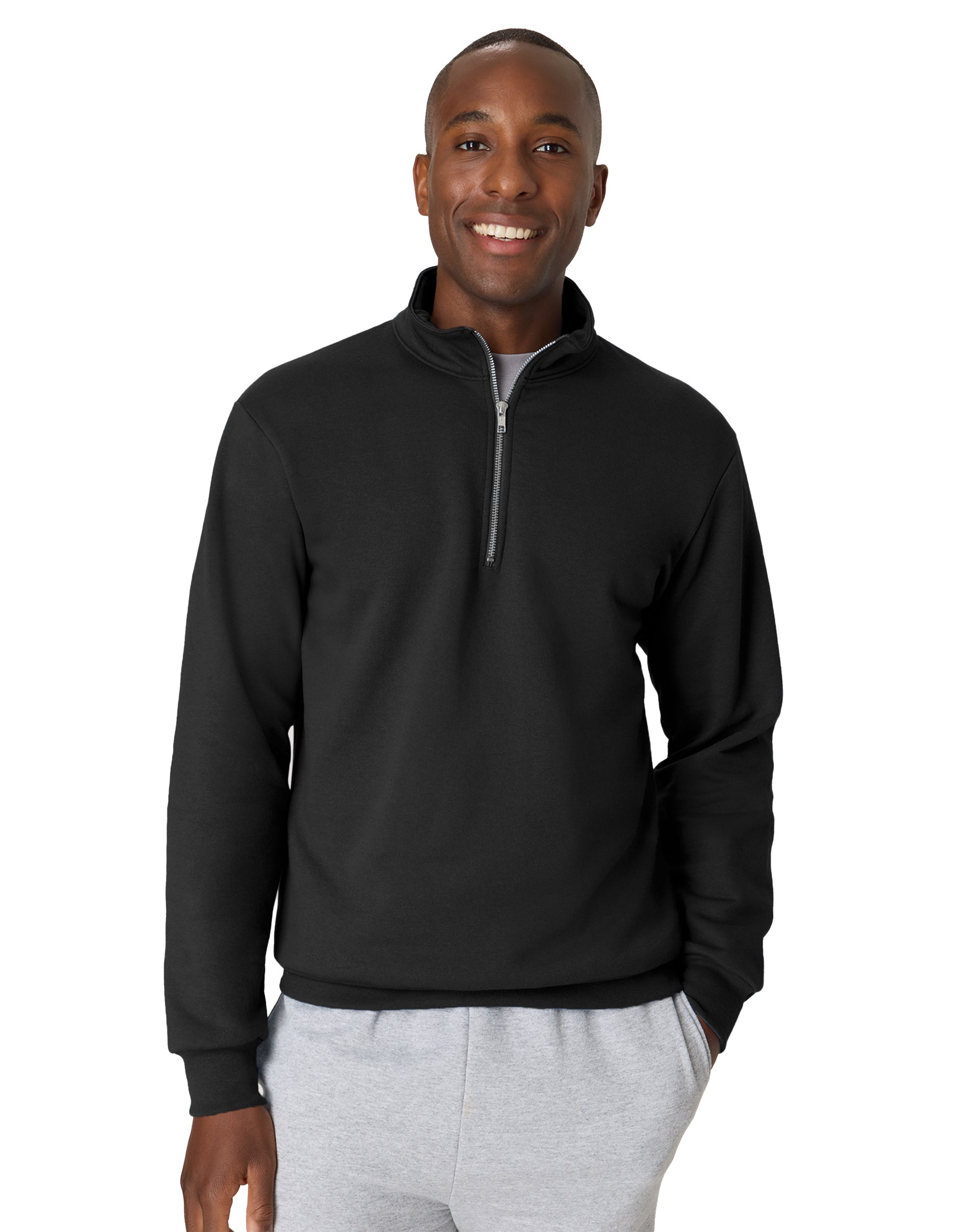Hanes EcoSmart Men’s Fleece Quarter-Zip Pullover Black