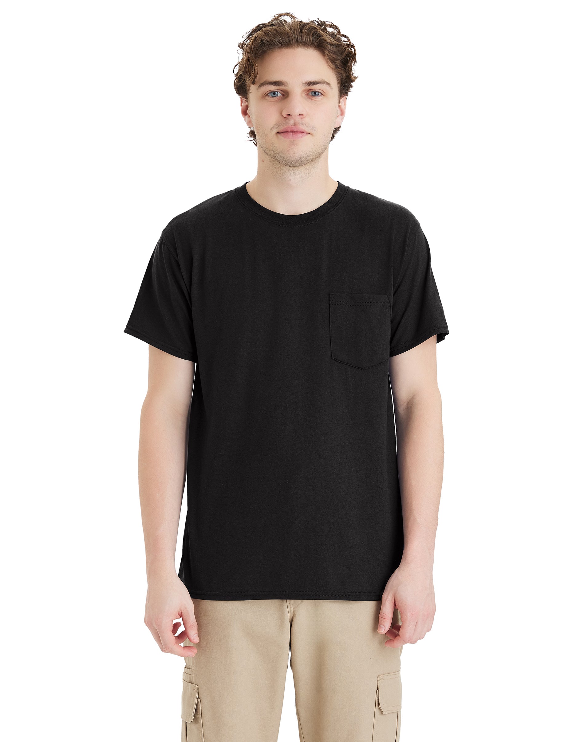 Hanes Workwear X-Temp Men’s Pocket Shirt, -Pack Black