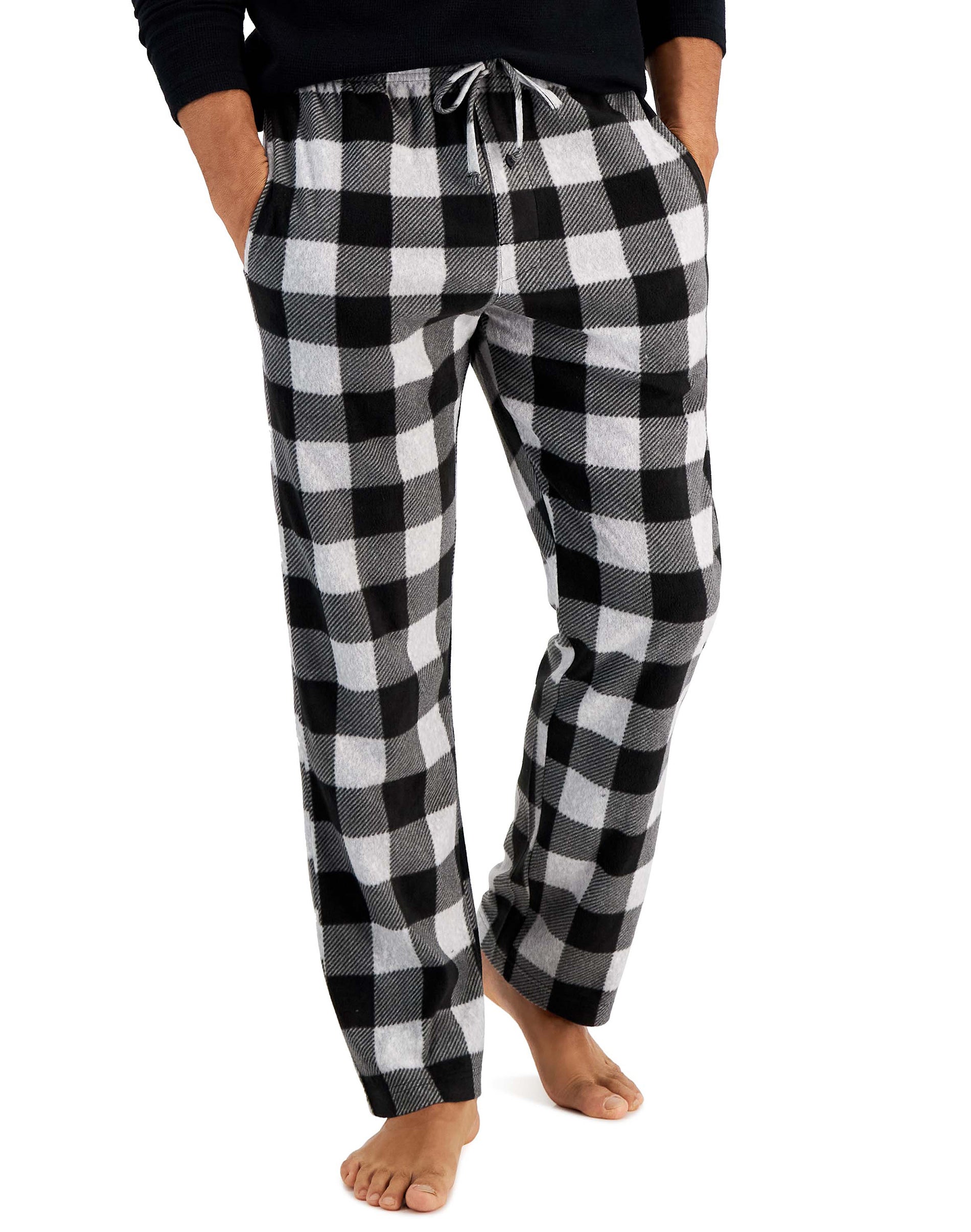 Hanes Men’s Micro Fleece Pajama Set Grey Buffalo Plaid Hanes Men’s Micro Fleece Pajama Set Grey Buffalo Plaid