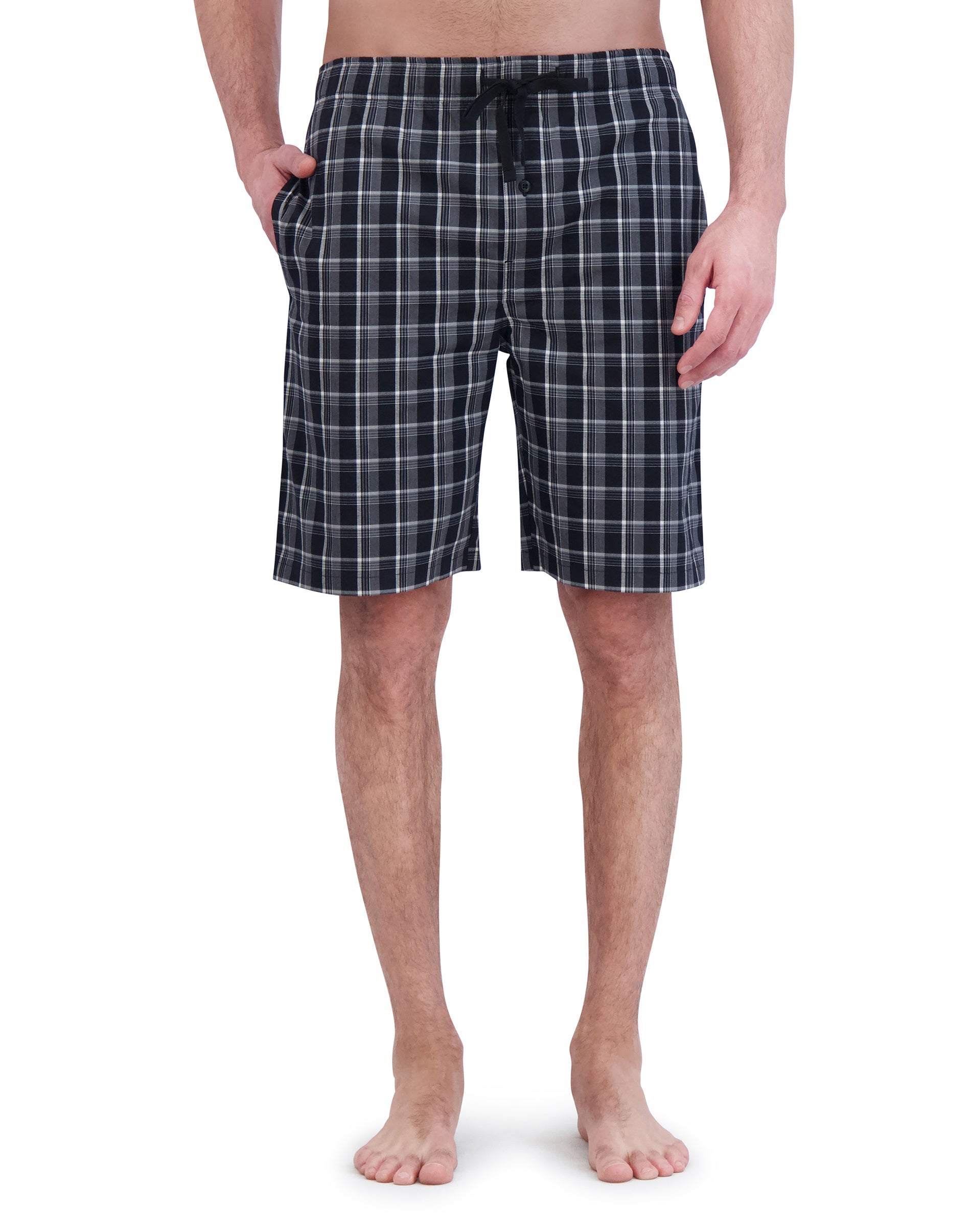 Hanes Men’s Pajama Shorts, -Pack, Woven Stretch Cotton BrownBlack Plaid