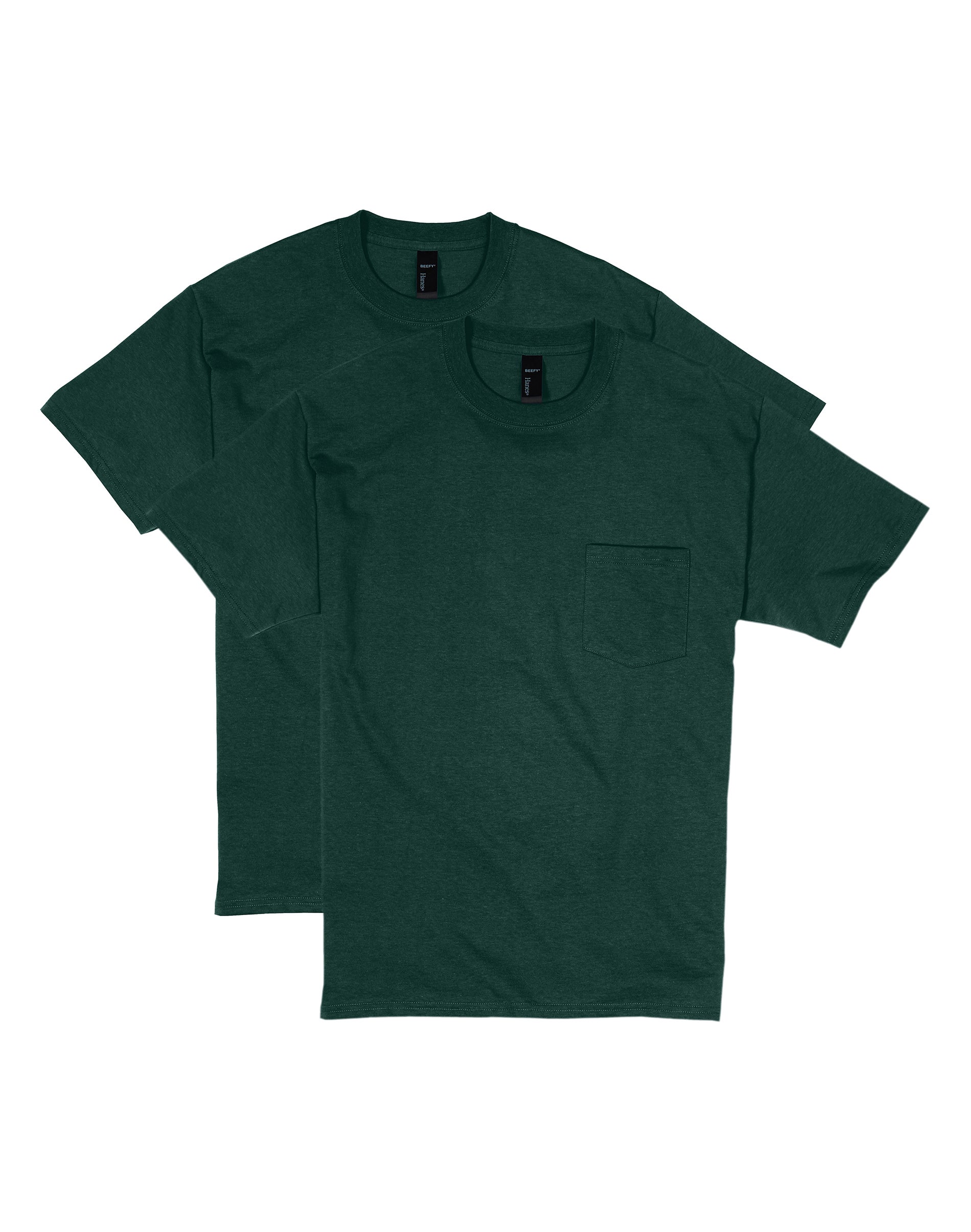 Hanes Beefy-T Unisex Pocket Shirt, Value -Pack Deep Forest