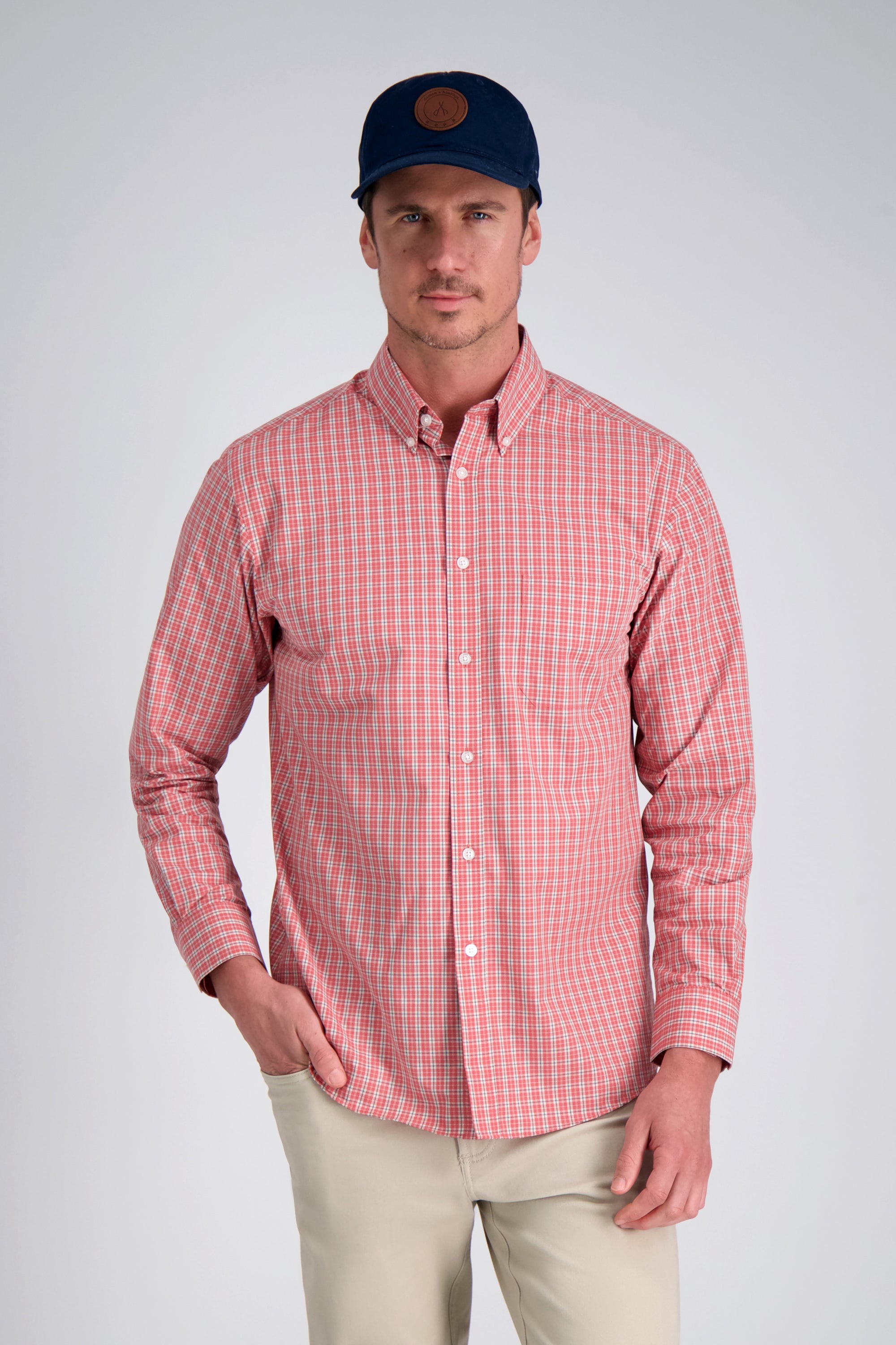 Haggar Life Khaki Long Sleeve Poplin Shirt Haggar Life Khaki Long Sleeve Poplin Shirt