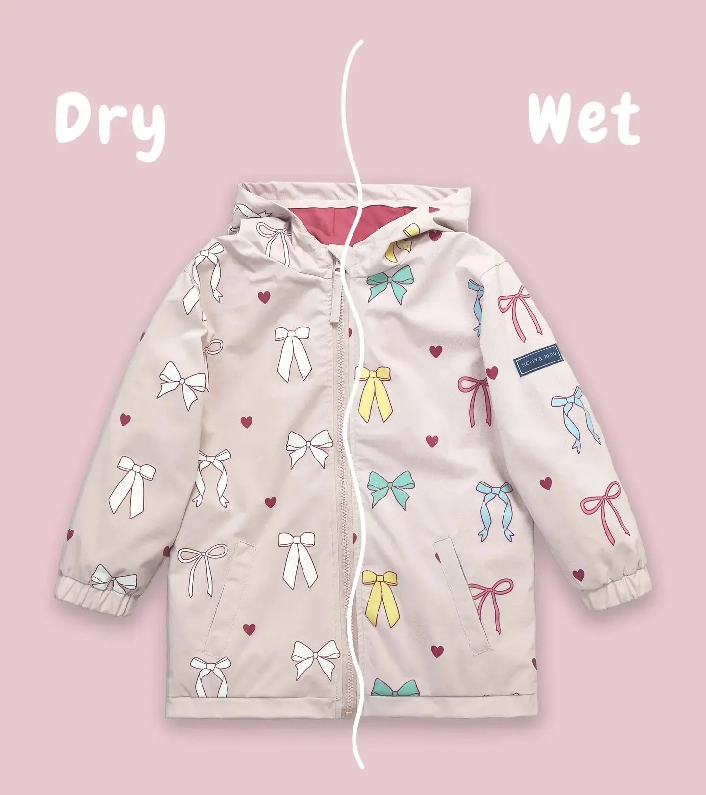 Hearts & Bows Color Changing Kids Raincoat