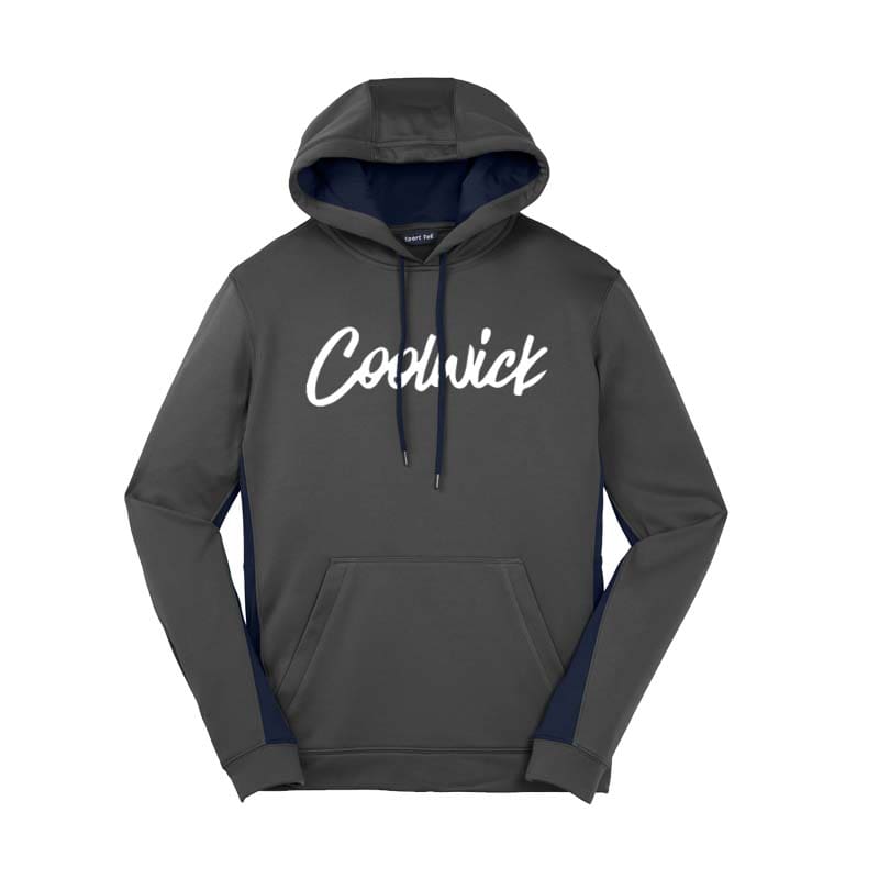 Signature Coolwick Mens Grey Navy Fleece Colorblock Hoodie Signature Coolwick Mens Grey Navy Fleece Colorblock Hoodie