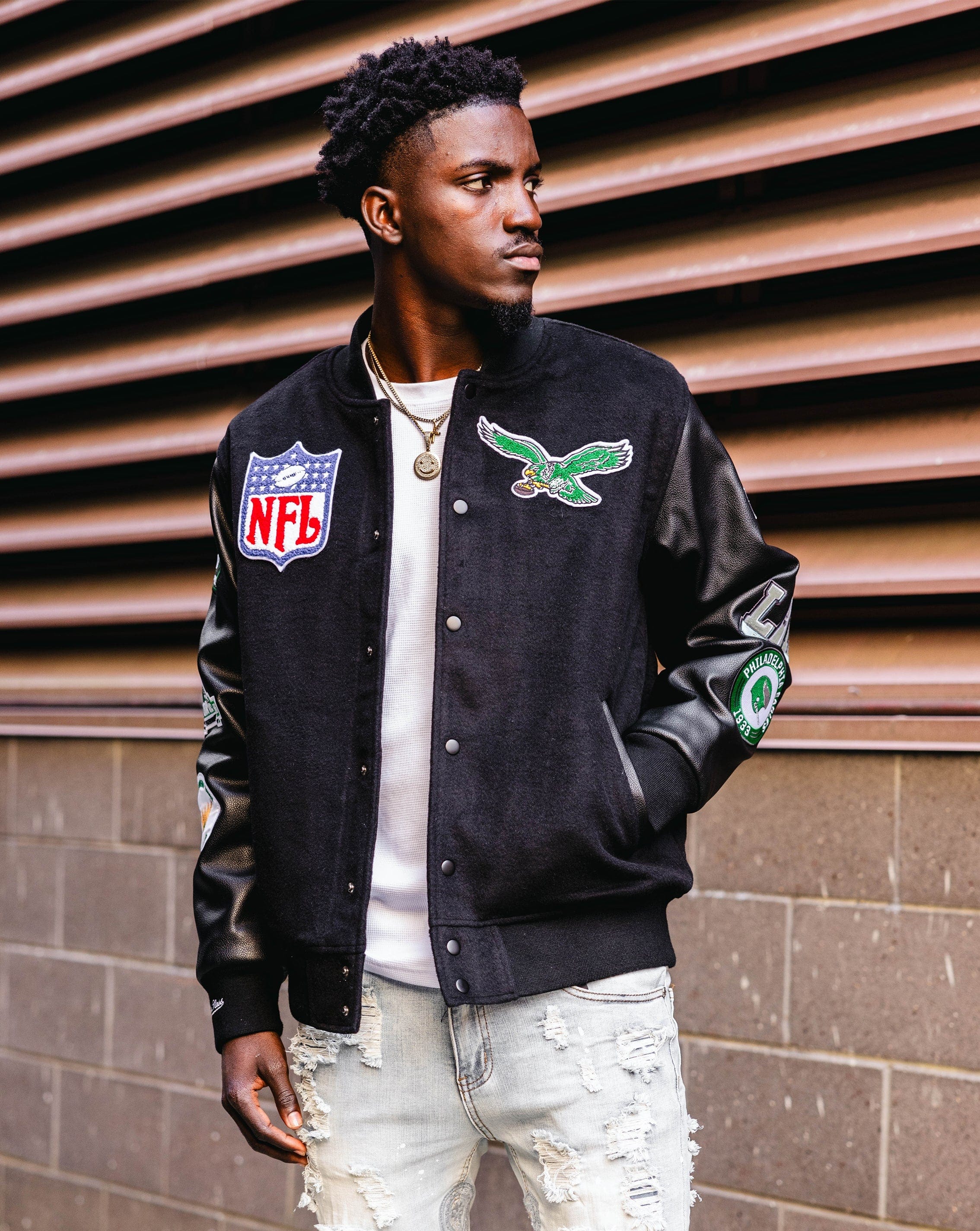 Mitchell & Ness Philadelphia Eagles Varsity Jacket Mitchell & Ness Philadelphia Eagles Varsity Jacket