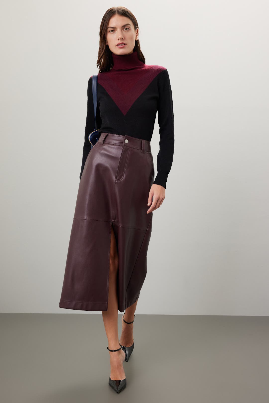 Saunders x RTR Burgundy Turtleneck Sweater Red-black-print