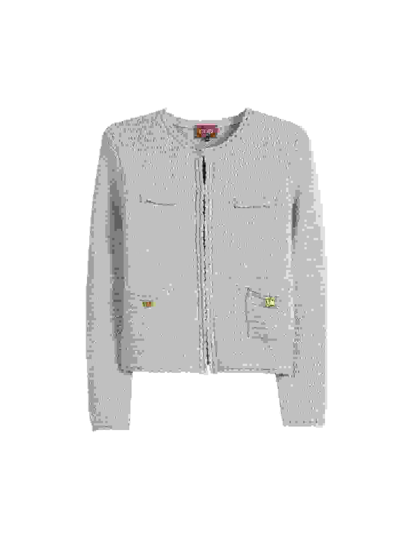 Organic Color Textured Knit Cashmere Jacket-Style Cardigan – Dusty Beige WK- Organic Color Textured Knit Cashmere Jacket-Style Cardigan – Dusty Beige WK-
