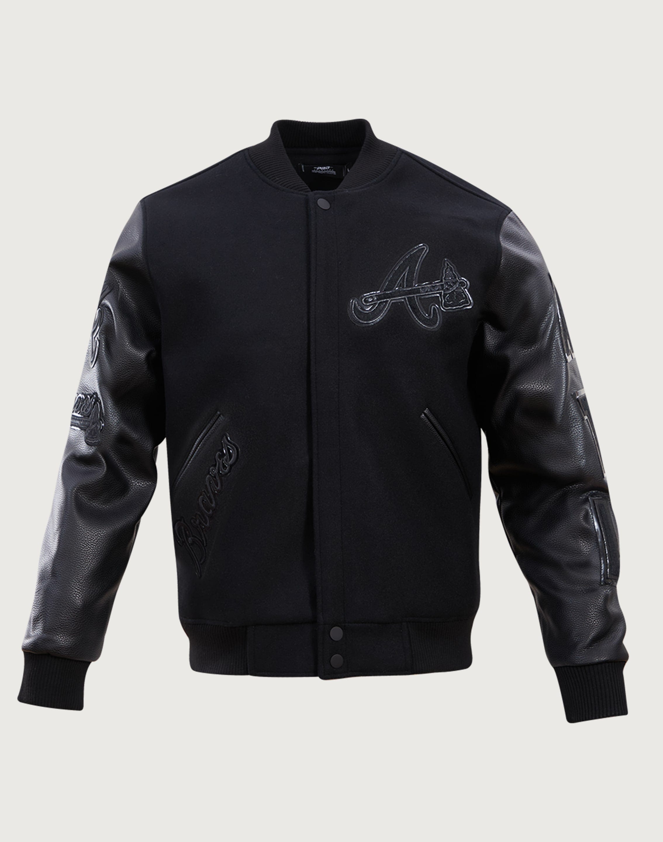 Pro Standard Atlanta Braves Triple Black Varsity Jacket Pro Standard Atlanta Braves Triple Black Varsity Jacket