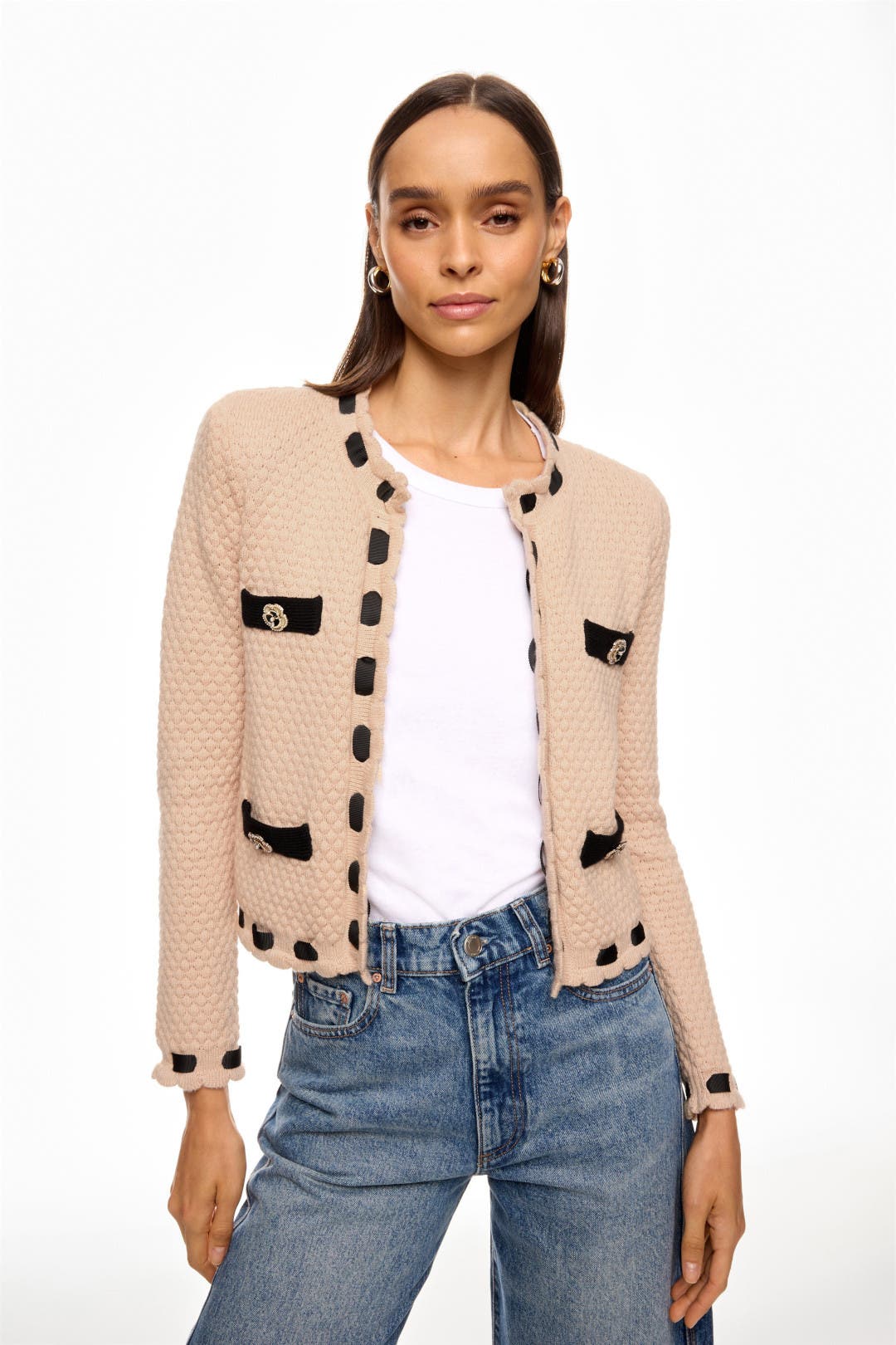 L’agence Astor Cardigan Cream-black L’agence Astor Cardigan Cream-black
