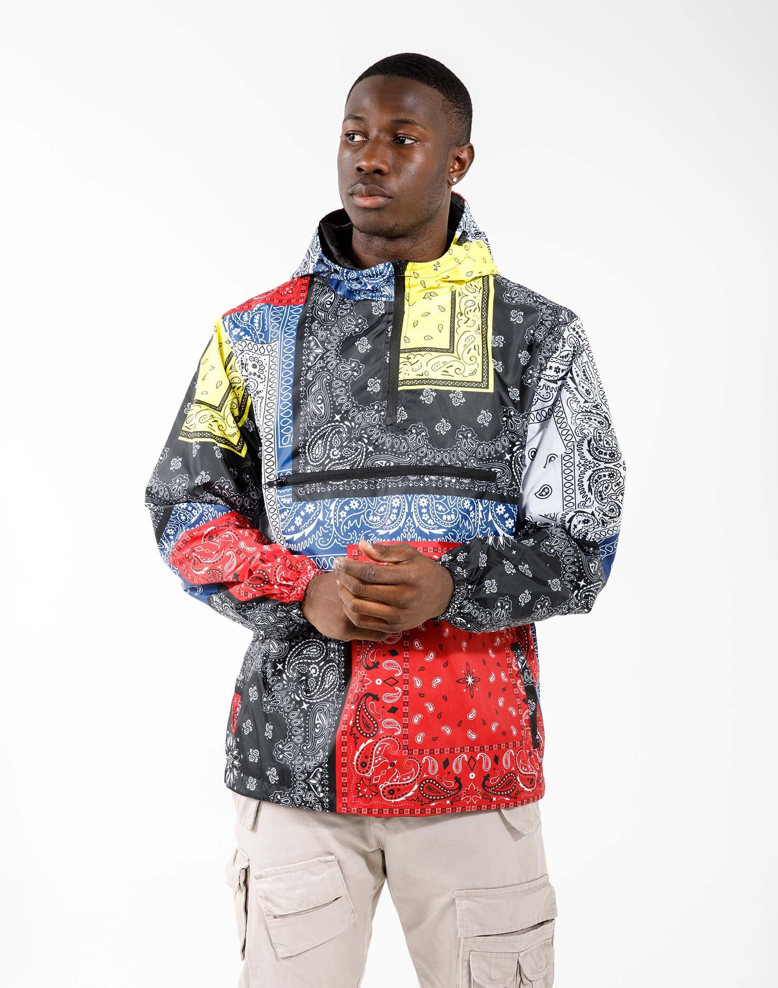 I Fe Apparel Patchwork Printed Windbreaker I Fe Apparel Patchwork Printed Windbreaker