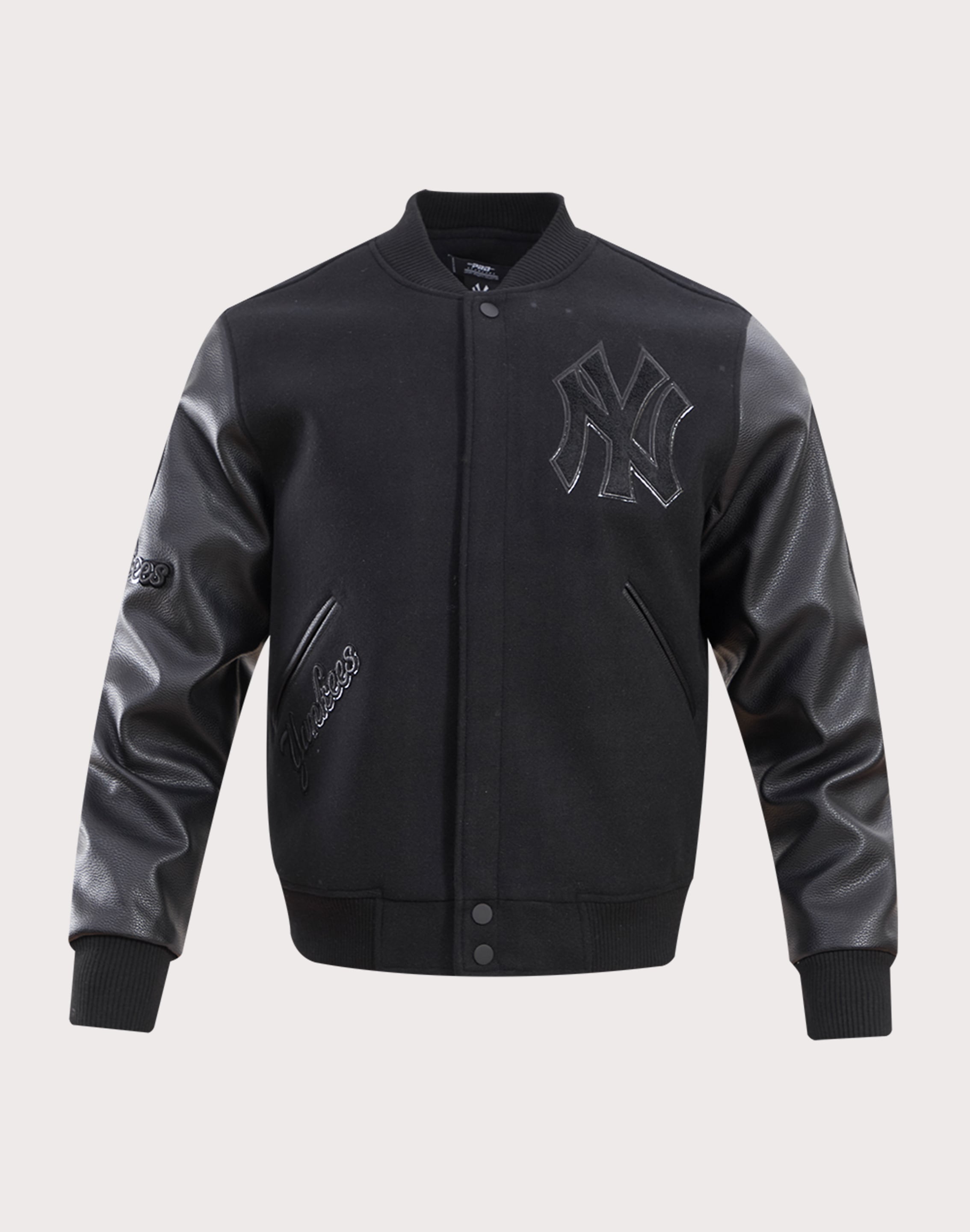 Pro Standard New York Yankees Triple Black Varsity Jacket Pro Standard New York Yankees Triple Black Varsity Jacket