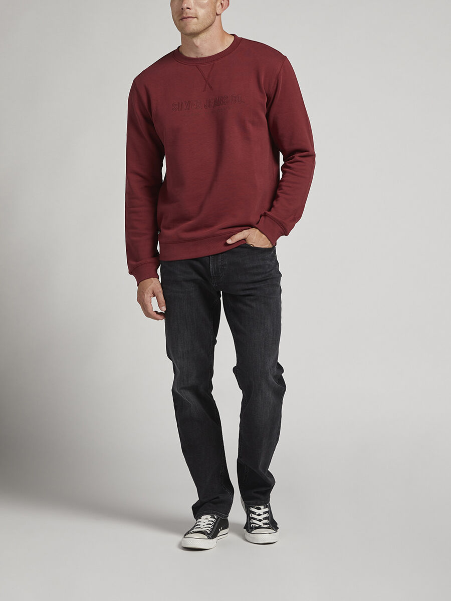 Men’s Men’s Crewneck Sweatshirt Burgundy Size S by Silver Jeans