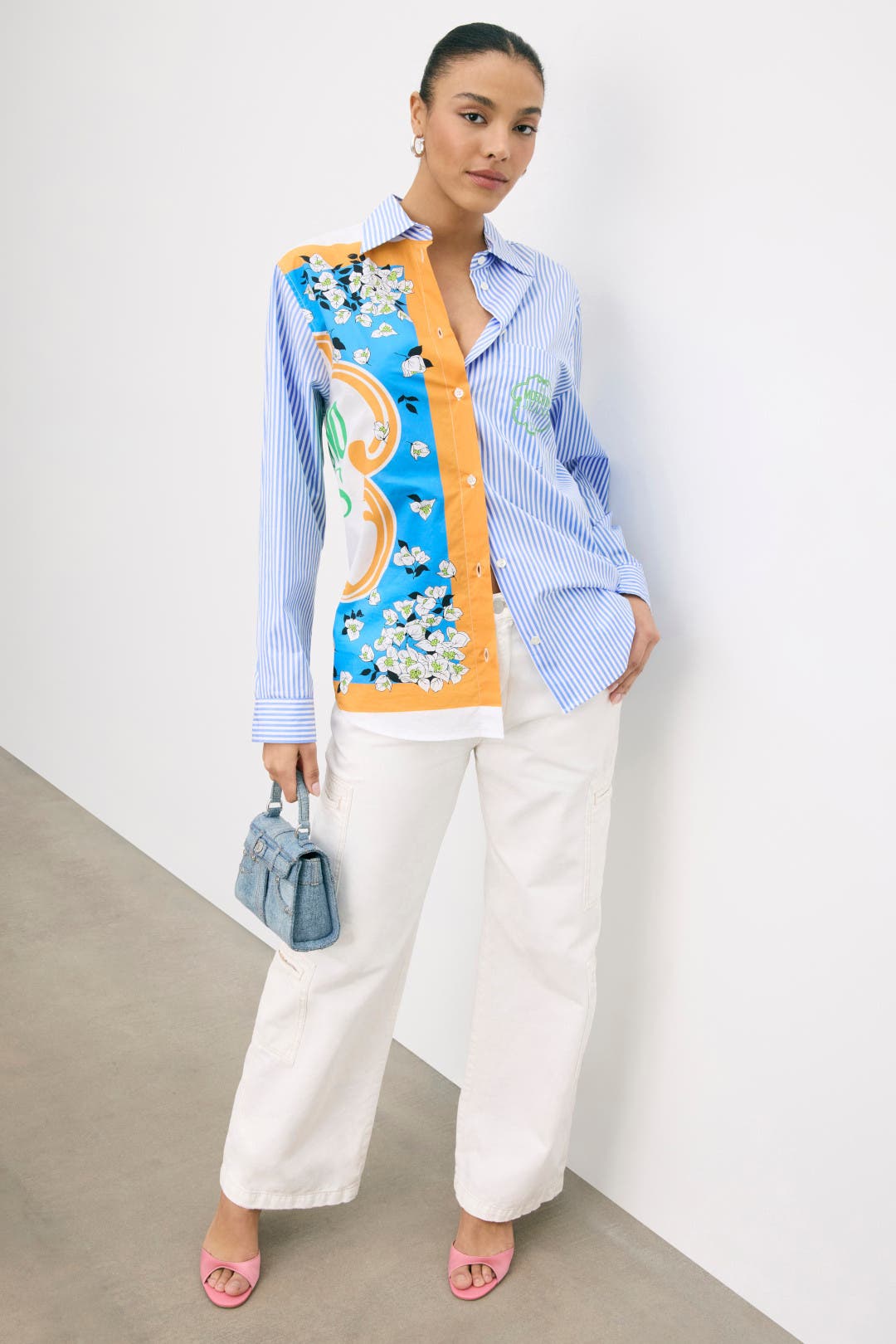 Moschino Jeans Shirt In Striped Poplin Multicolored Moschino Jeans Shirt In Striped Poplin Multicolored