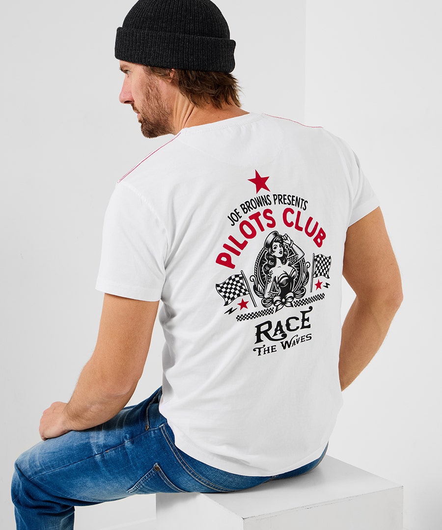 Racing Waves Shirt – Size Large – White – by Joe Browns Racing Waves Shirt – Size Large – White – by Joe Browns
