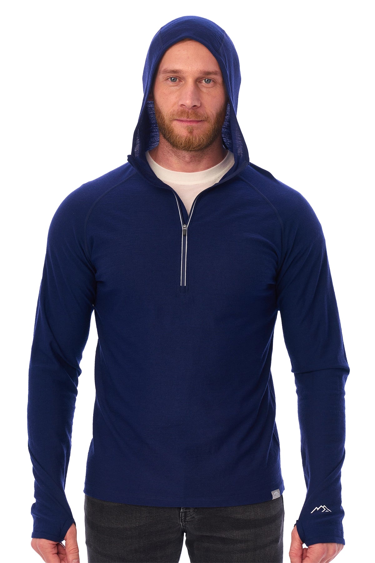 Men’s Merino Wool Half Zip Hoodie Navy Men’s Merino Wool Half Zip Hoodie Navy