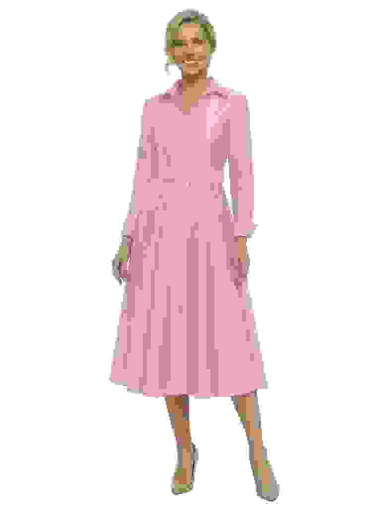 Chic Shirt Style Long Sleeves Mother Of The Bride Dress Midi A-Line Satin Gown With Belt Chic Shirt Style Long Sleeves Mother Of The Bride Dress Midi A-Line Satin Gown With Belt