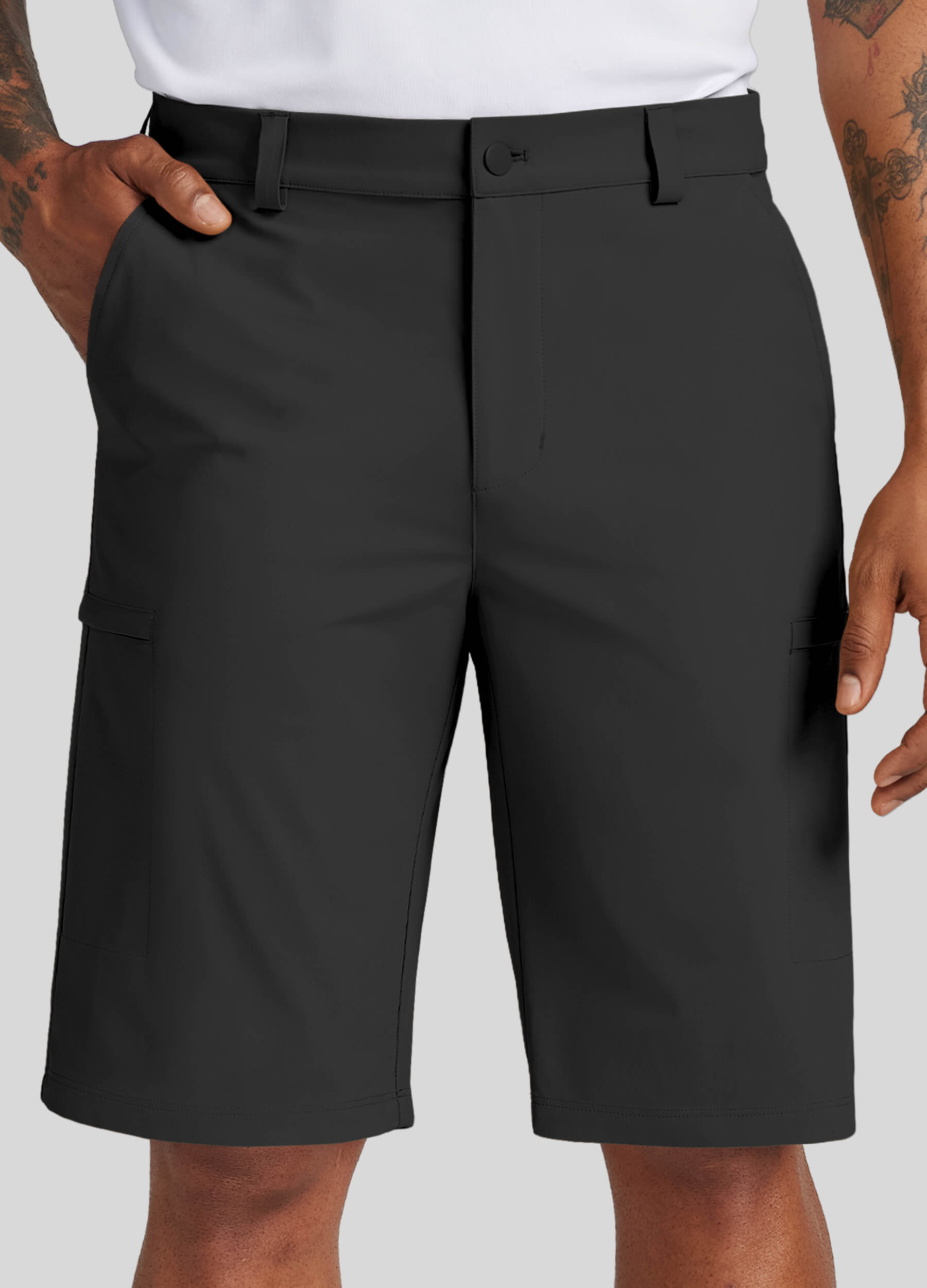Men Golf Dress Shorts Classic Fit – Black Inch