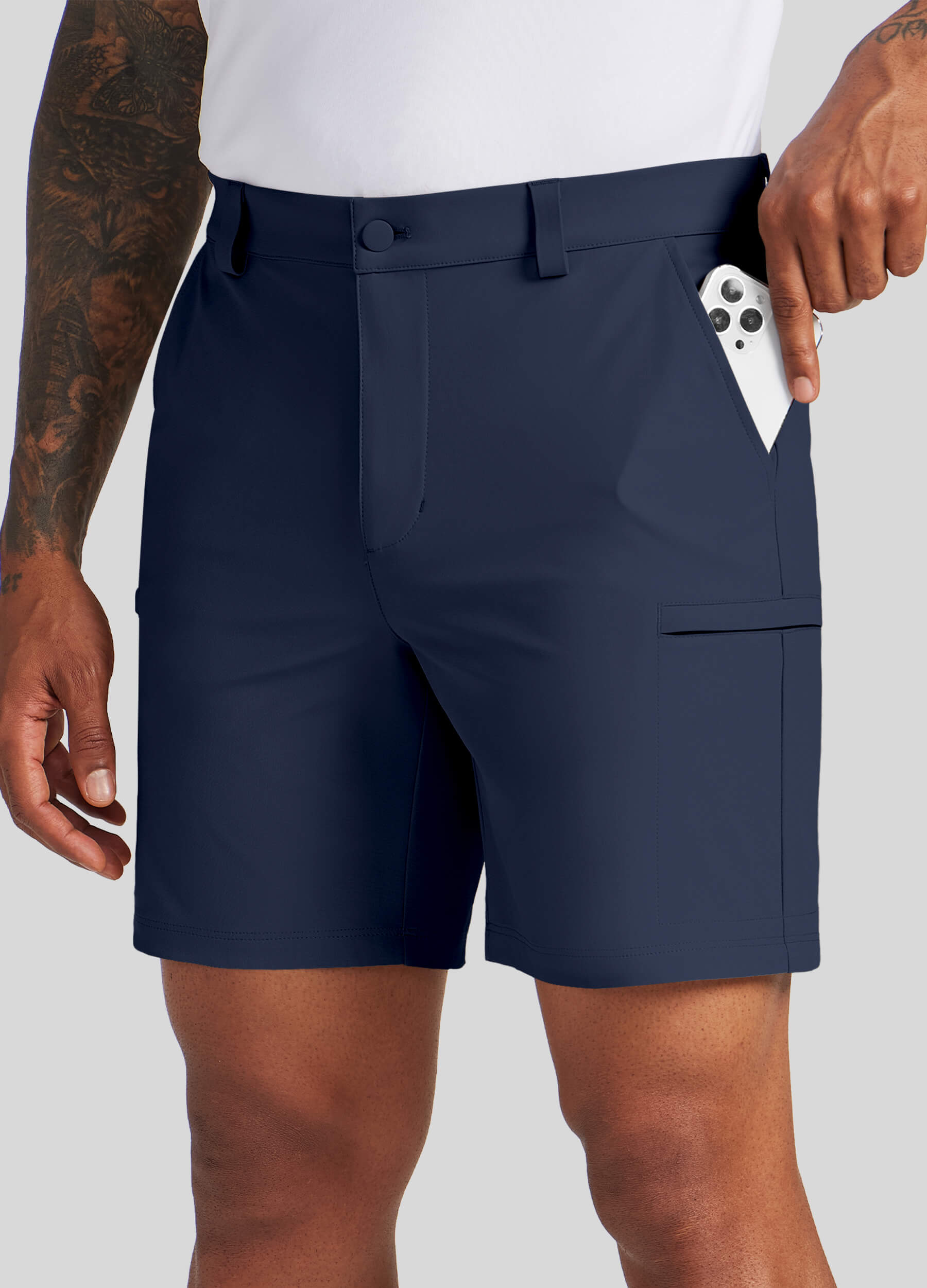Men Golf Dress Shorts Classic Fit – Navy Inch Men Golf Dress Shorts Classic Fit – Navy Inch