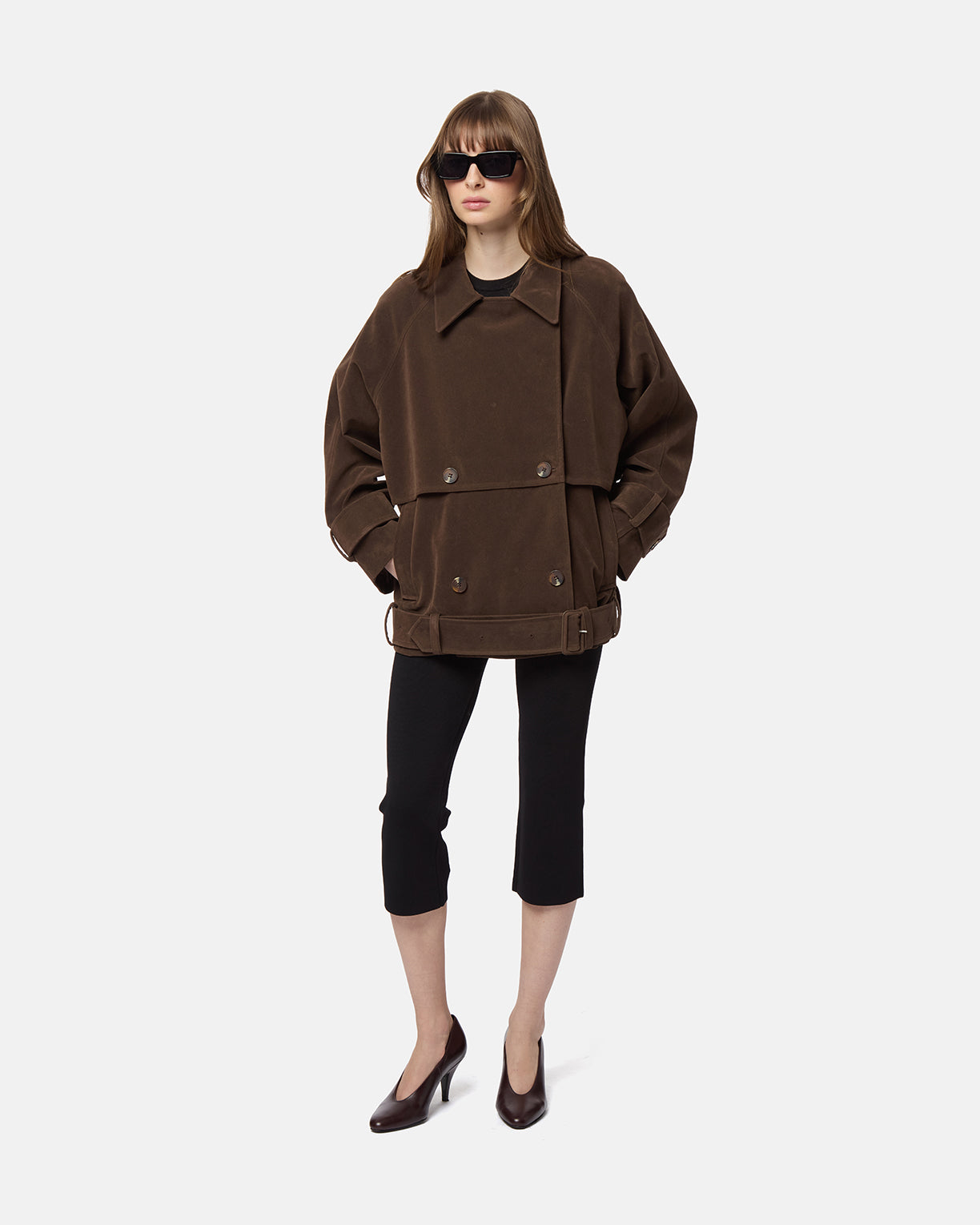 Gaia Sans Suede Short Trench Coat Gaia Sans Suede Short Trench Coat