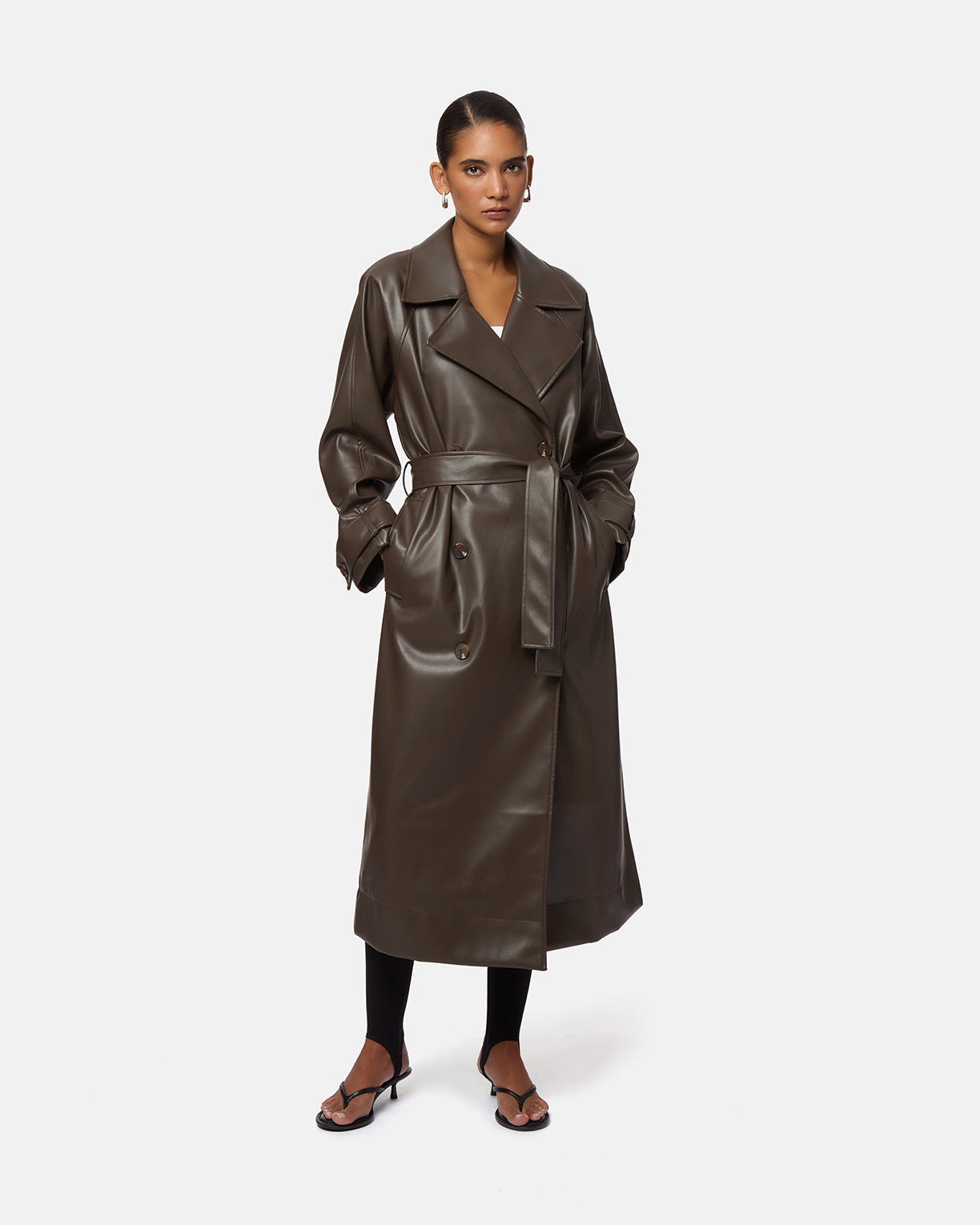 Lana Sans Leather Trench Coat