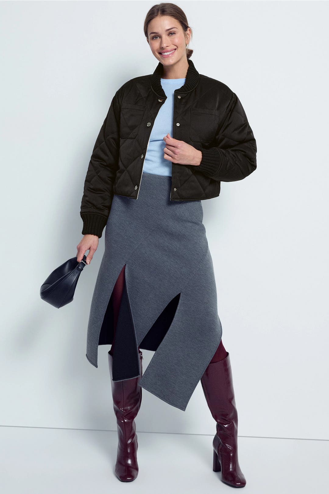 Plan C x RTR Reversible Cropped Bomber Jacket Black