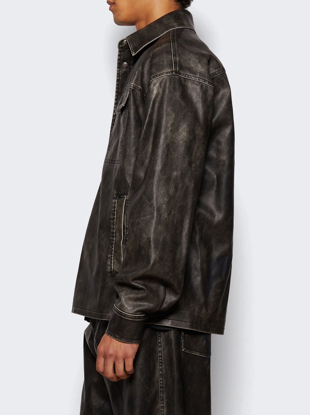 Curved Logo Coated Overshirt Dark Grey Curved Logo Coated Overshirt Dark Grey