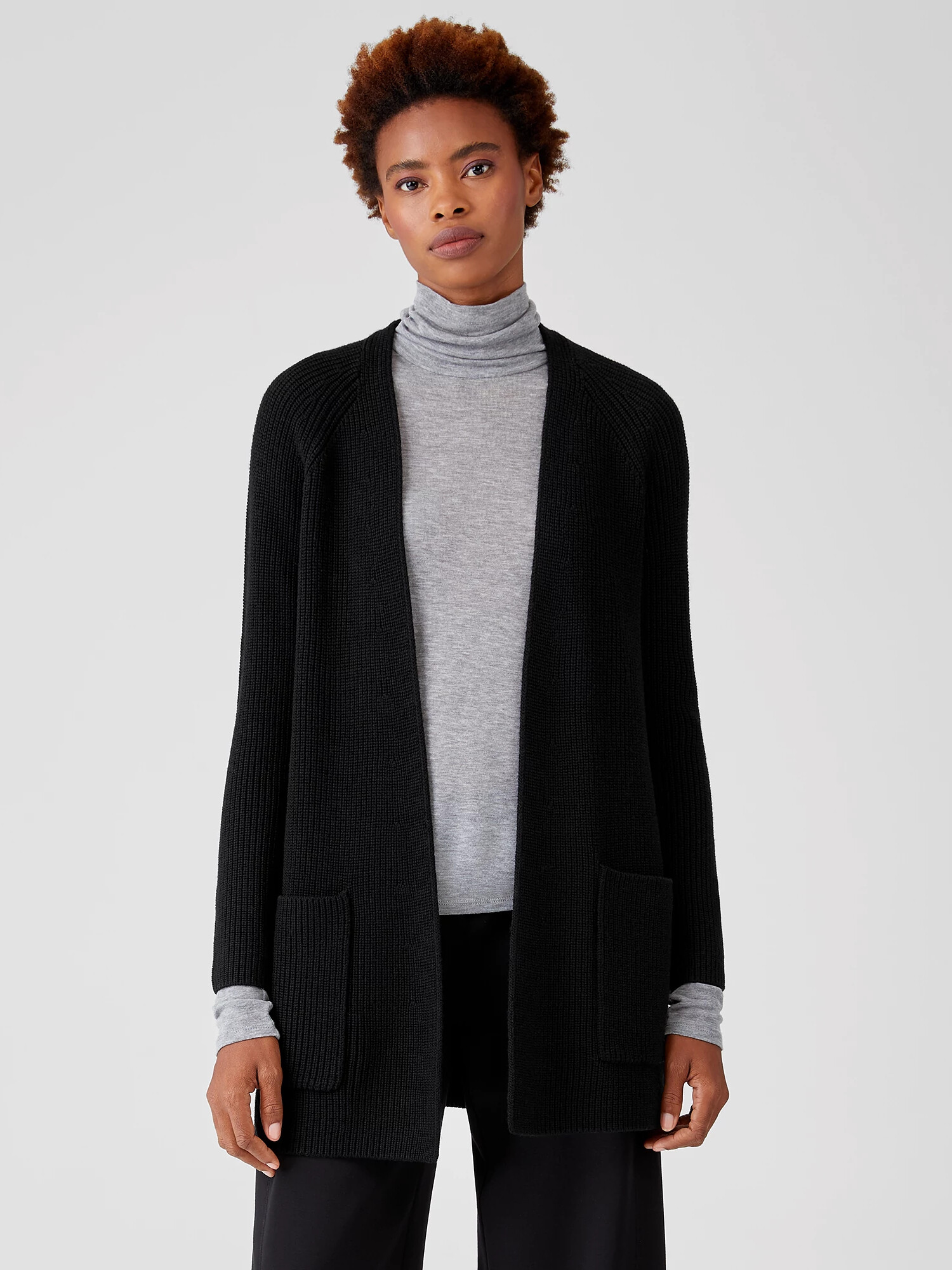 Merino Rib Raglan Cardigan
