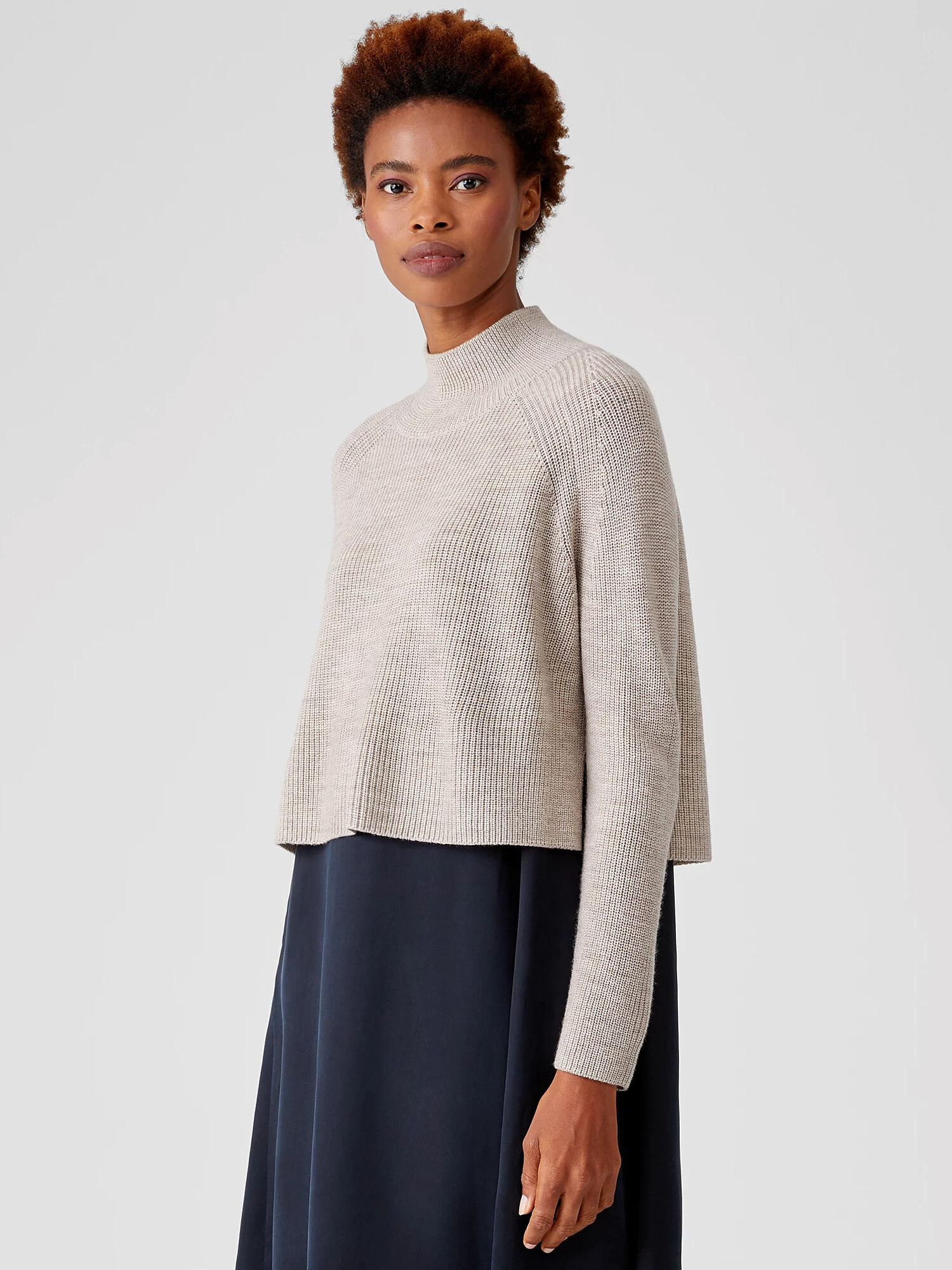 Merino Cropped Turtleneck Top