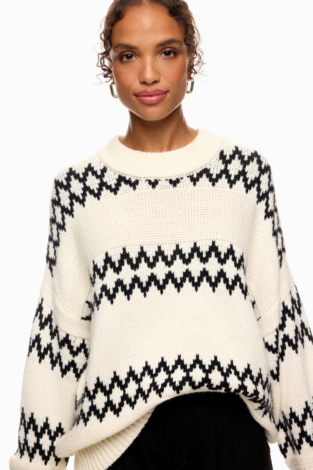 Reiss Ivy Fairisle Jumper Cream-black-print