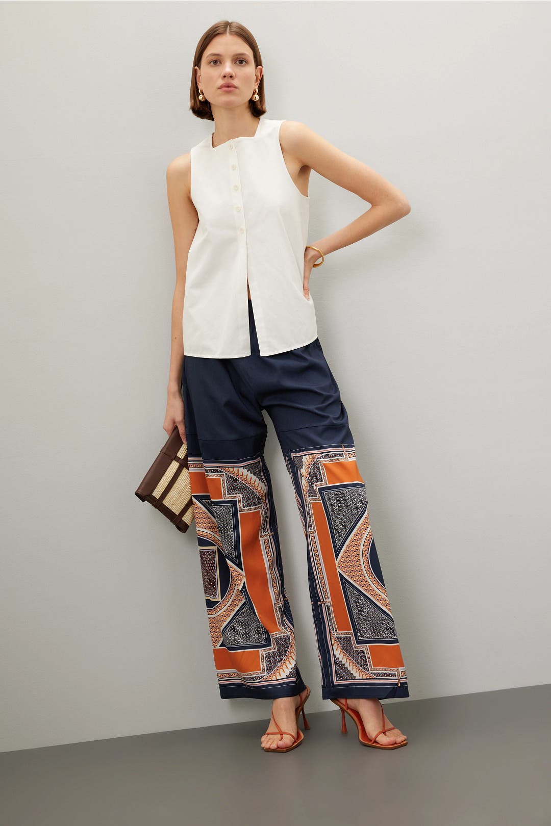 Rosetta Getty x RTR Printed Wide Leg Trousers Multicolored-blue-print