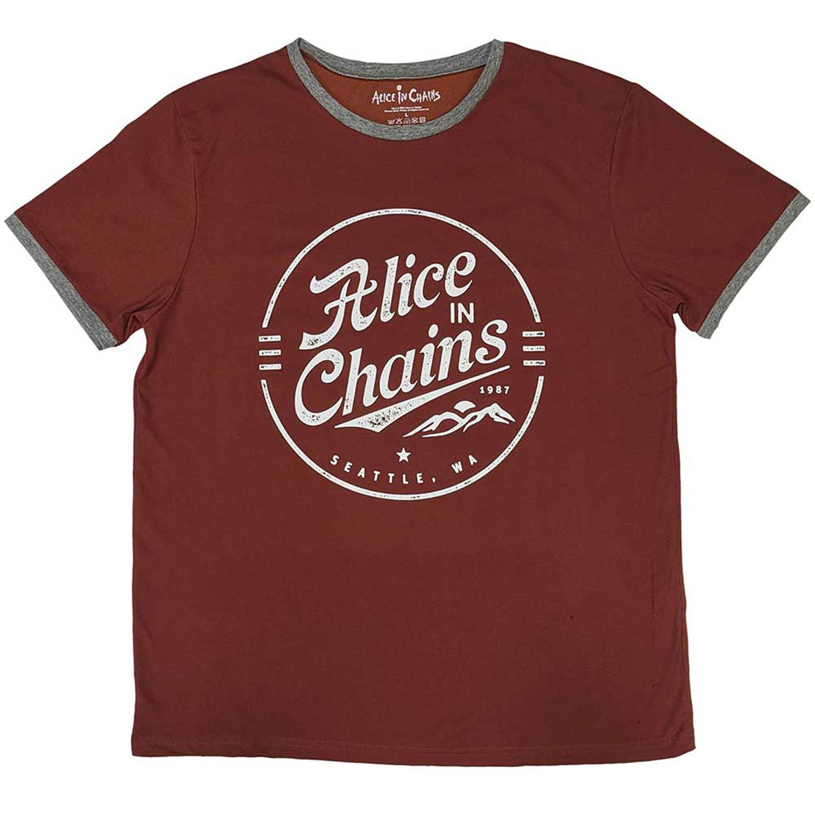ALICE IN CHAINS – CIRCLE EMBLEM – Ringer Shirt Red ALICE IN CHAINS – CIRCLE EMBLEM – Ringer Shirt Red