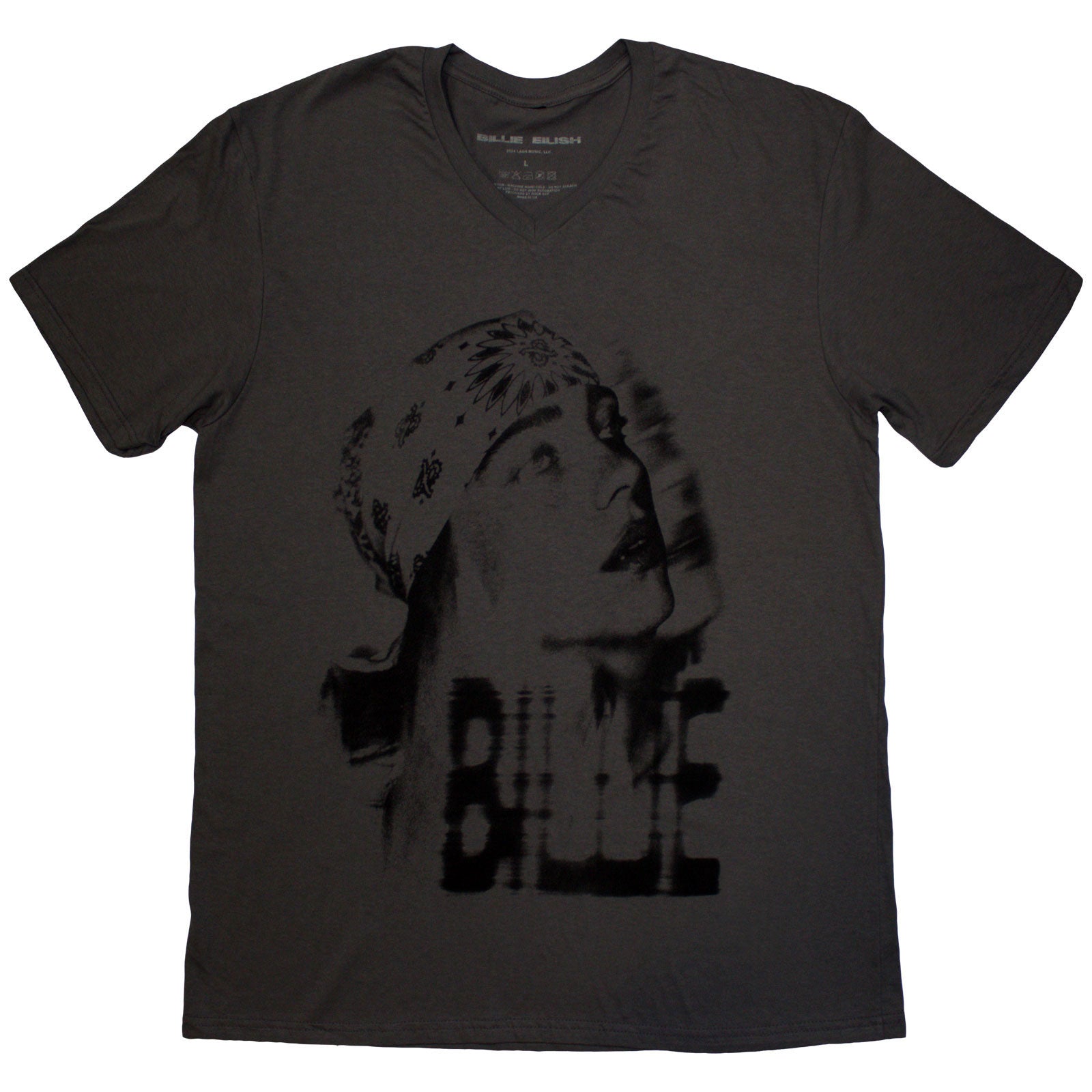 BILLIE EILISH – TONAL BANDANA PHOTO – Shirt Grey BILLIE EILISH – TONAL BANDANA PHOTO – Shirt Grey