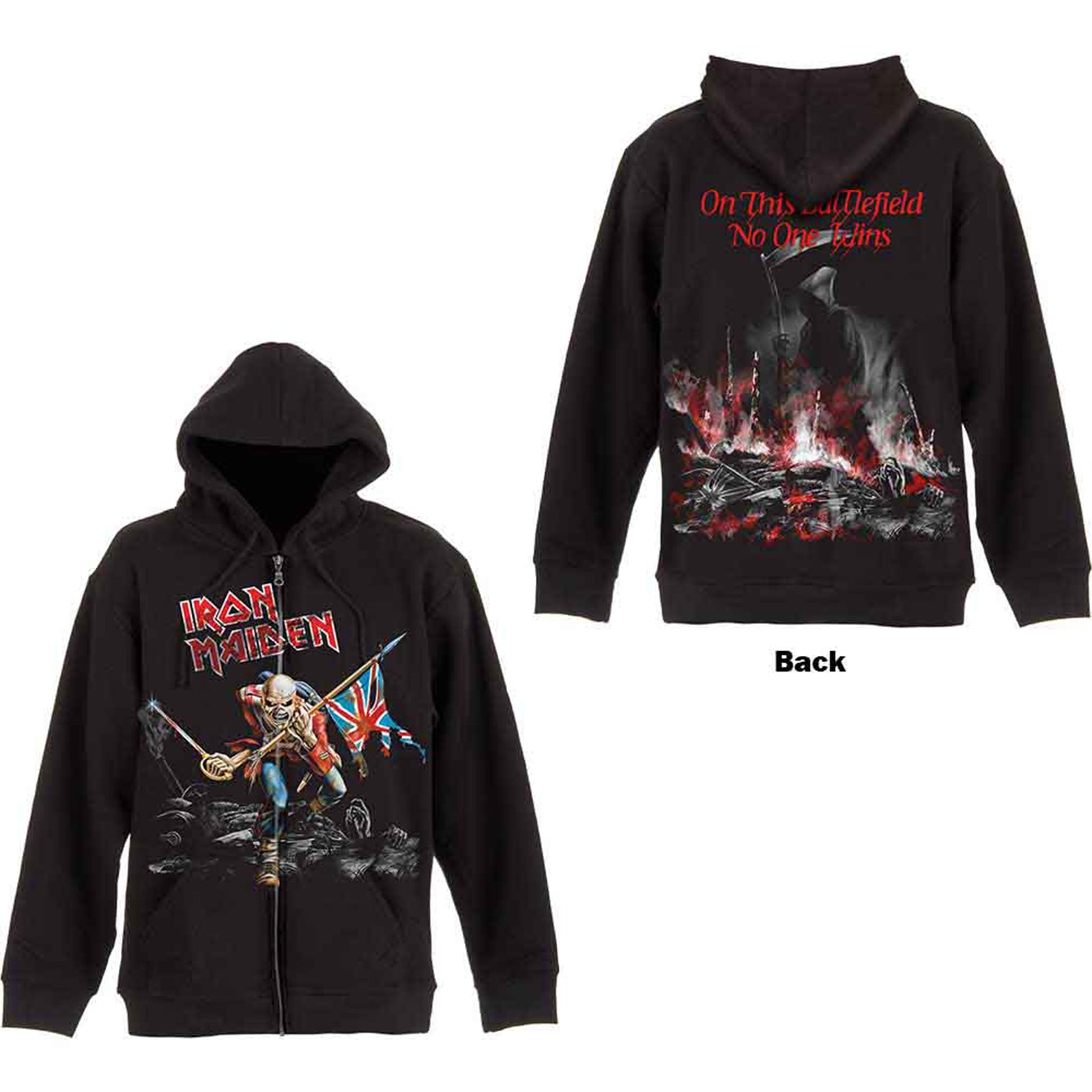 IRON MAIDEN – SCUFFED TROOPER – Zipped Hoodie Black Back Print IRON MAIDEN – SCUFFED TROOPER – Zipped Hoodie Black Back Print