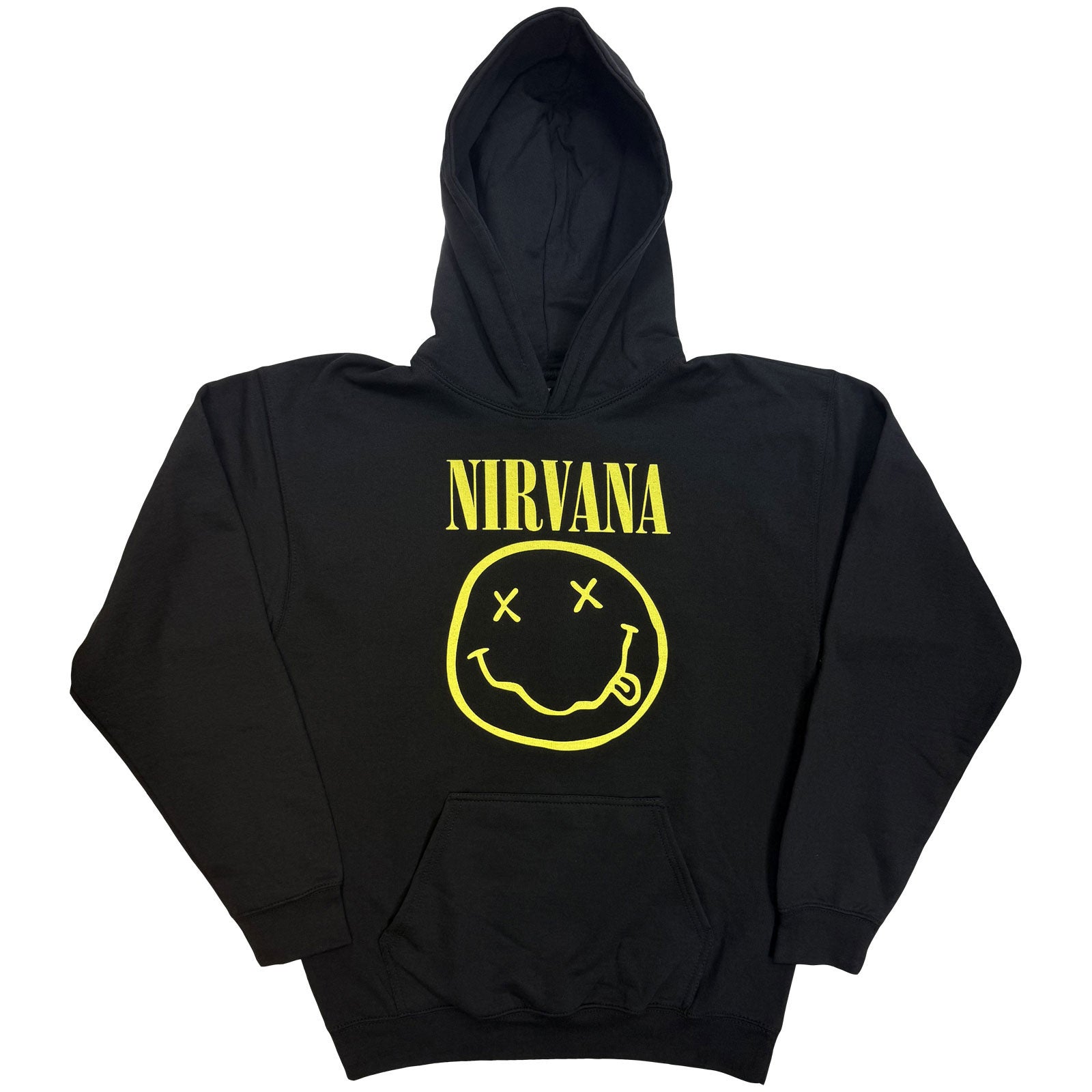 NIRVANA – YELLOW HAPPY FACE – Pullover Hoodie Black –