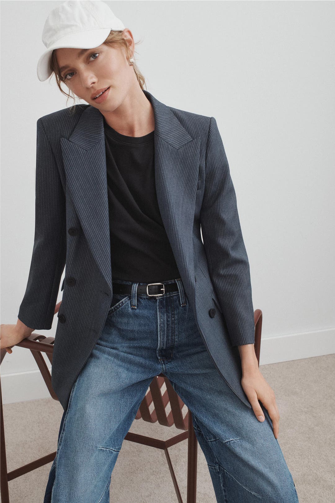 Sandro Naelle Plaid Blazer Blue