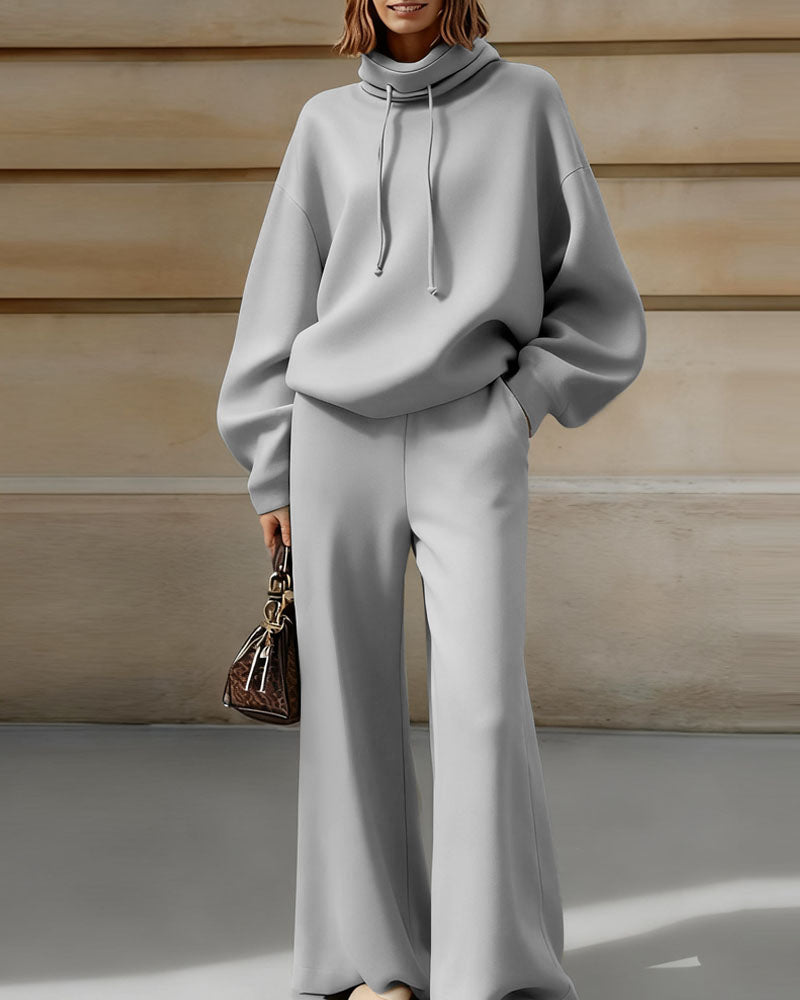 Luxe Relaxed Turtleneck Hoodie Pants Set Luxe Relaxed Turtleneck Hoodie Pants Set