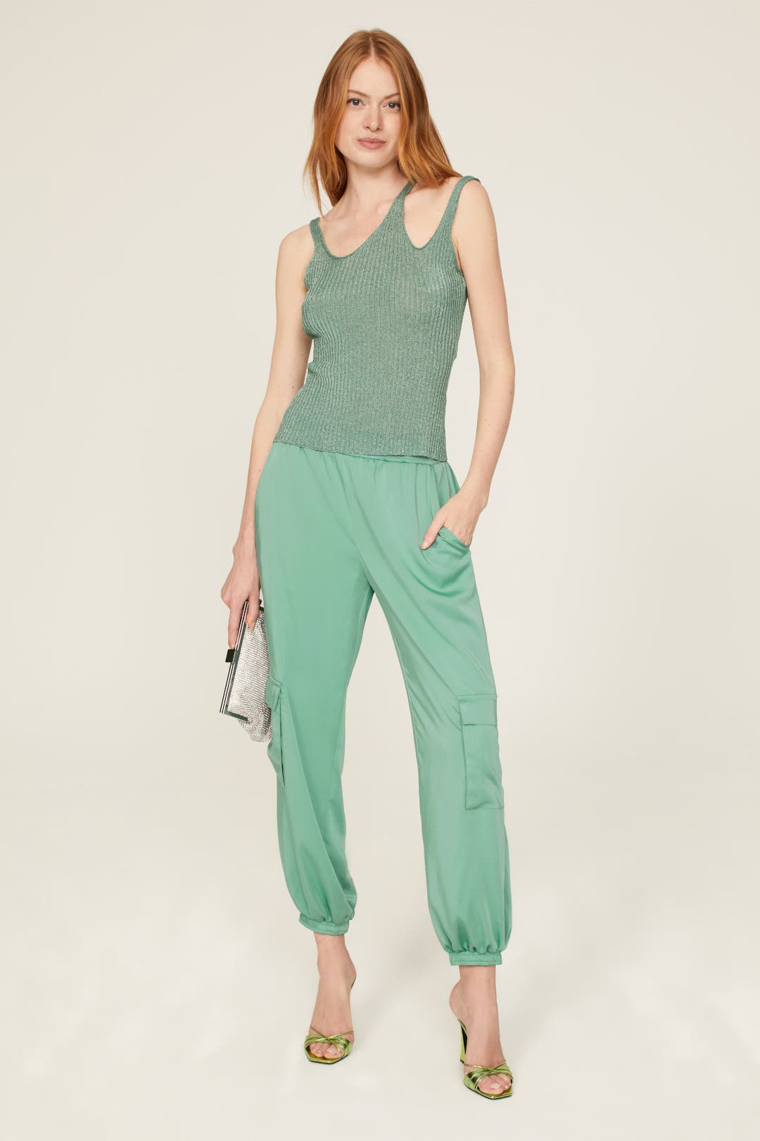 Lapointe Satin Cargo Joggers Green Lapointe Satin Cargo Joggers Green