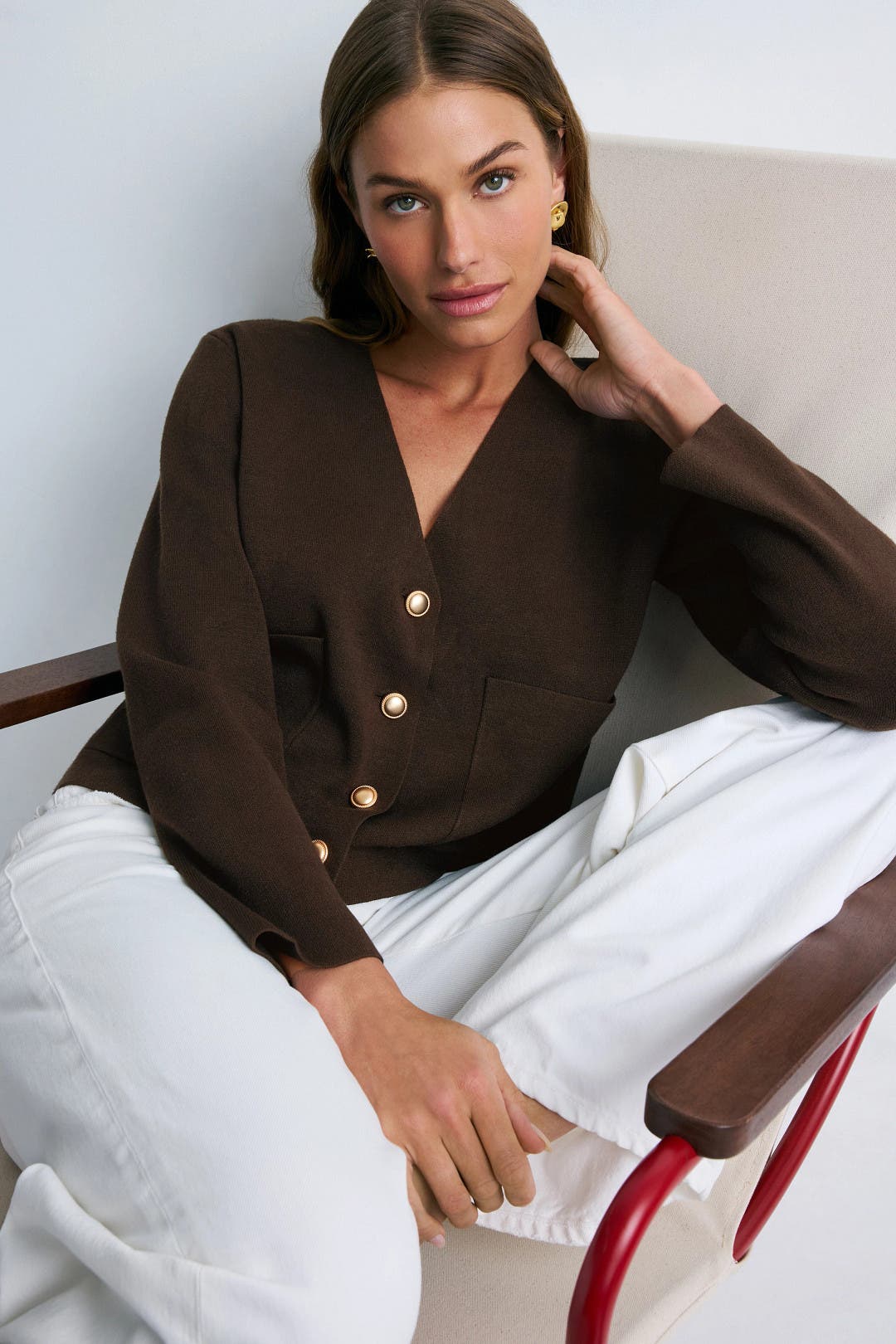 Splendid Libby Cropped Cardigan Brown Splendid Libby Cropped Cardigan Brown