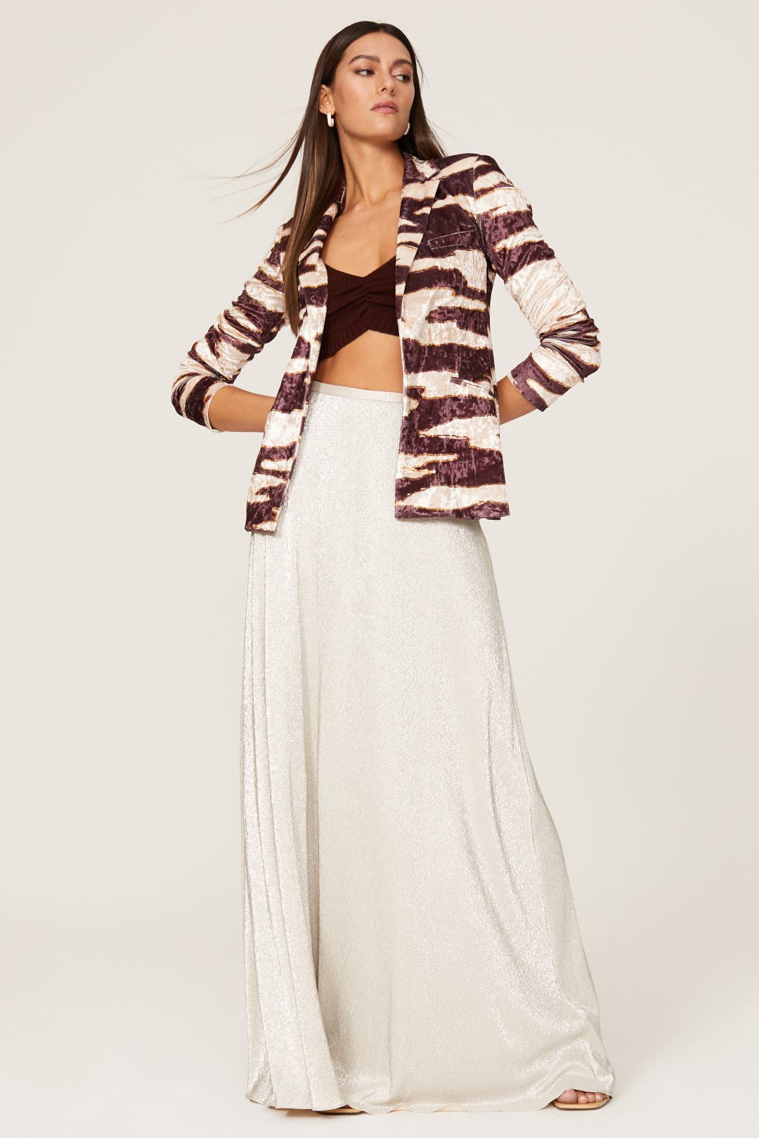 Stella Jean Velvet Zebra Blazer Brown-cream-print Stella Jean Velvet Zebra Blazer Brown-cream-print