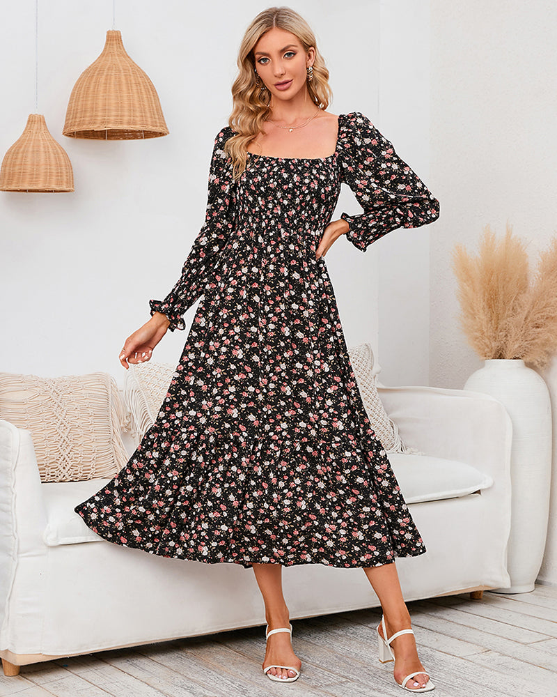 Long Sleeve V Neck Knitted Pencil Dress Jumper Long Dress – Black L-