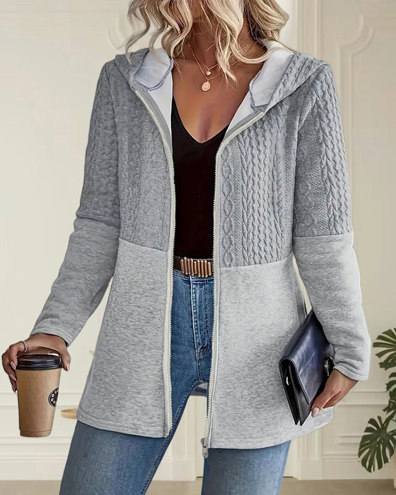Modern Casual Jacquard Hooded Cardigan Modern Casual Jacquard Hooded Cardigan
